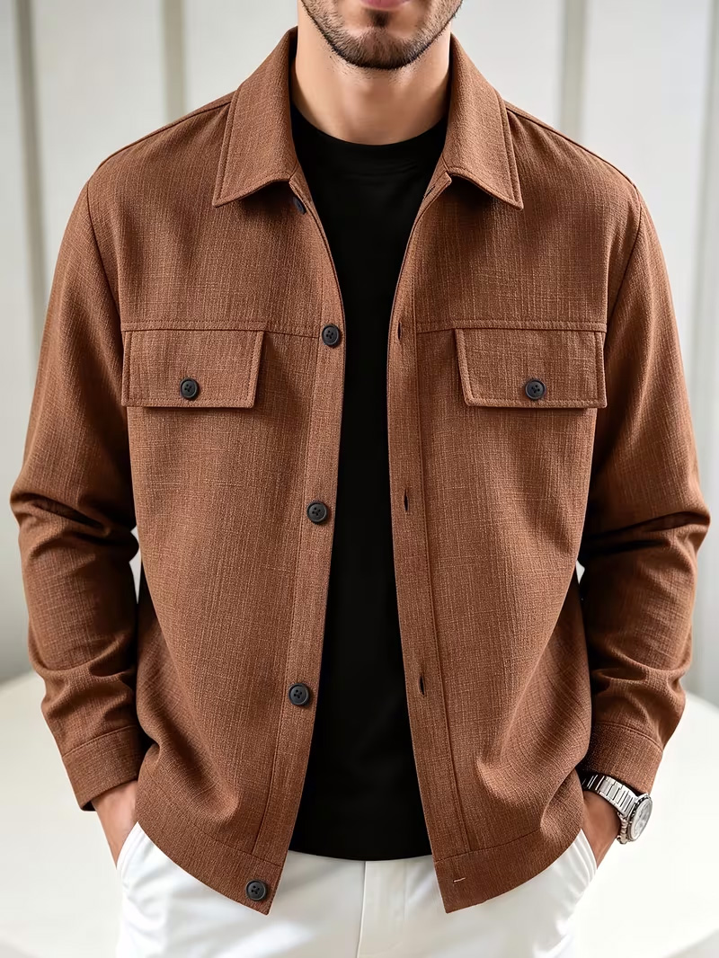 Casual Minimalist Cotton-Linen Overshirt