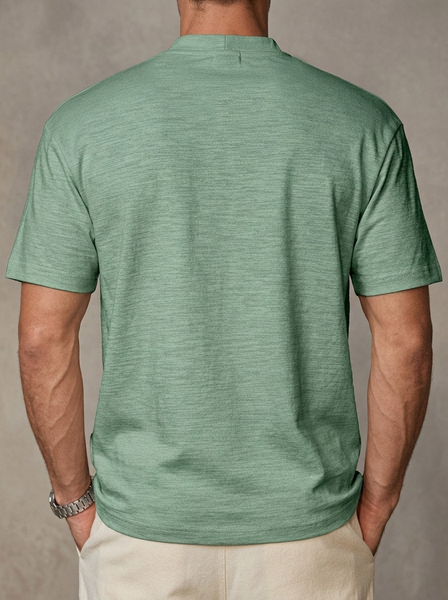 Men's Simple Solid Color Breathable Small V-neck Short-sleeved T-shirt