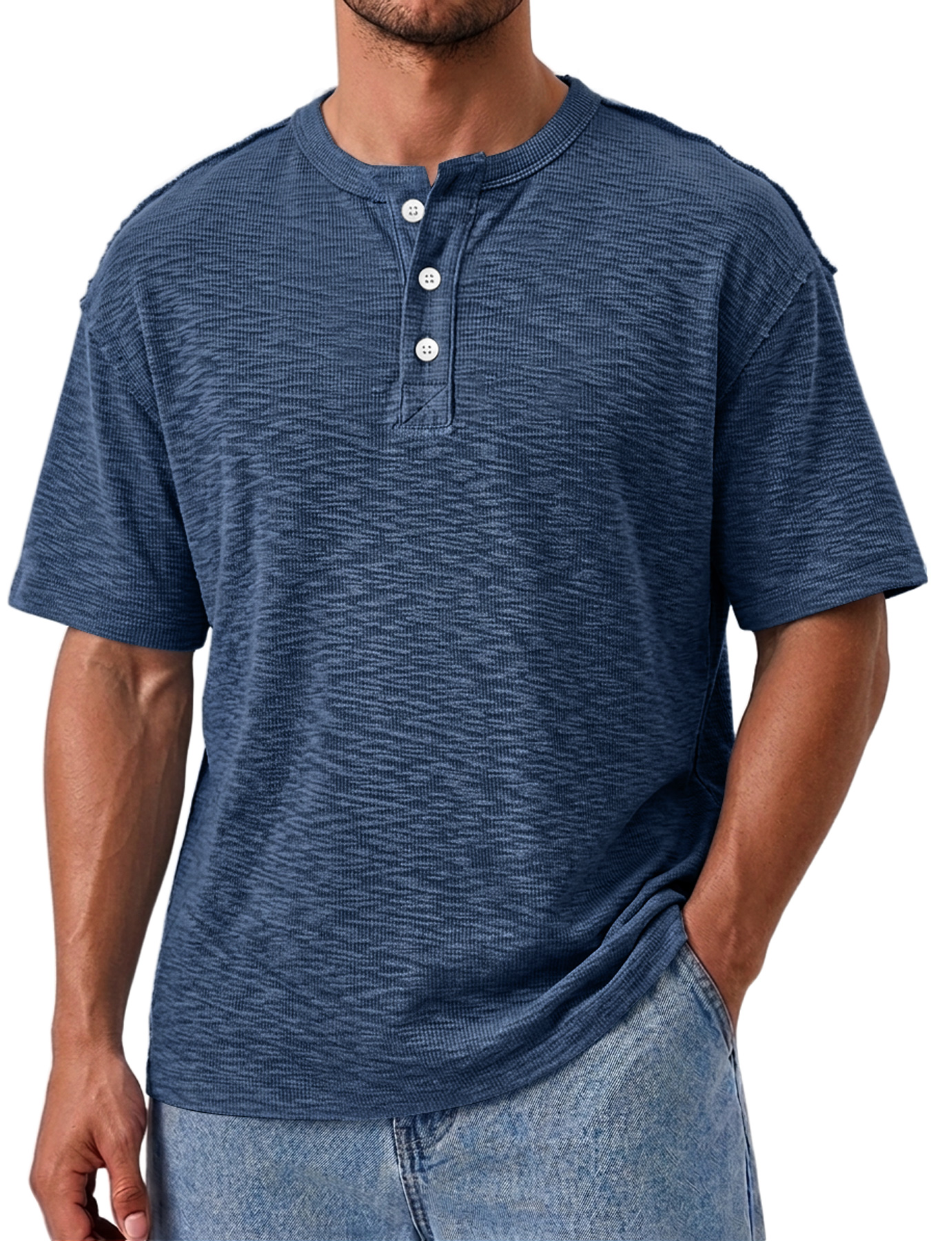 Men's Comfortable Casual Short-Sleeve Henley Shirt