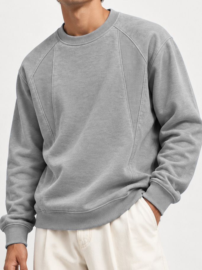 Men's Casual Long-Sleeve Crew-Neck Sweatshirt