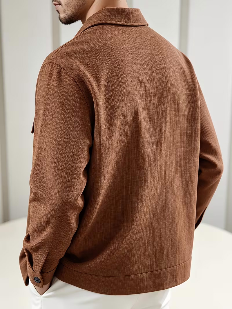 Casual Minimalist Cotton-Linen Overshirt