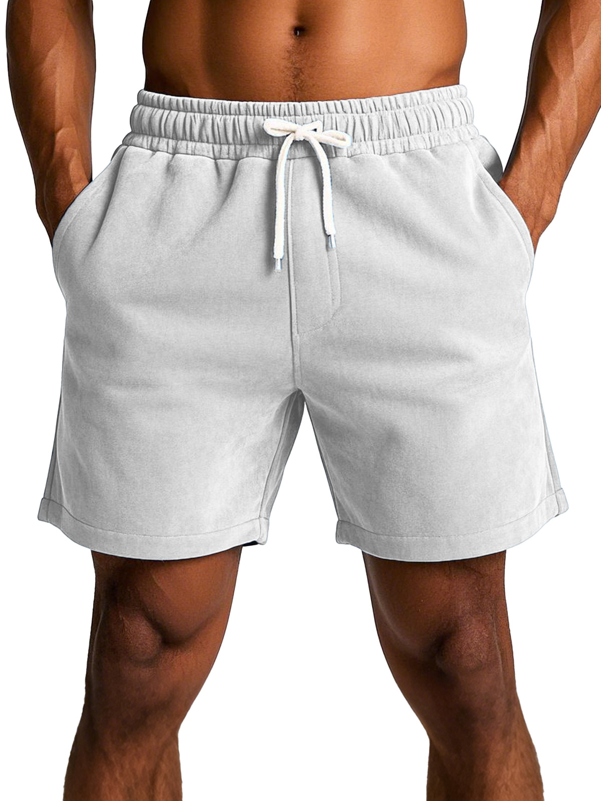 Men's simple and comfortable solid color suede shorts