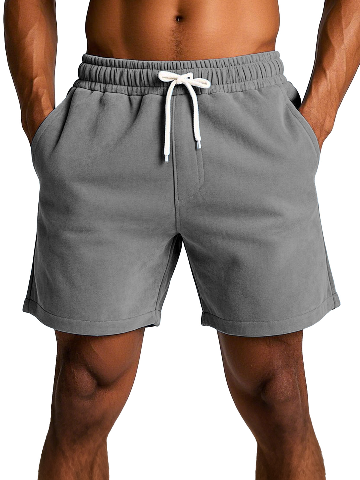 Men's simple and comfortable solid color suede shorts