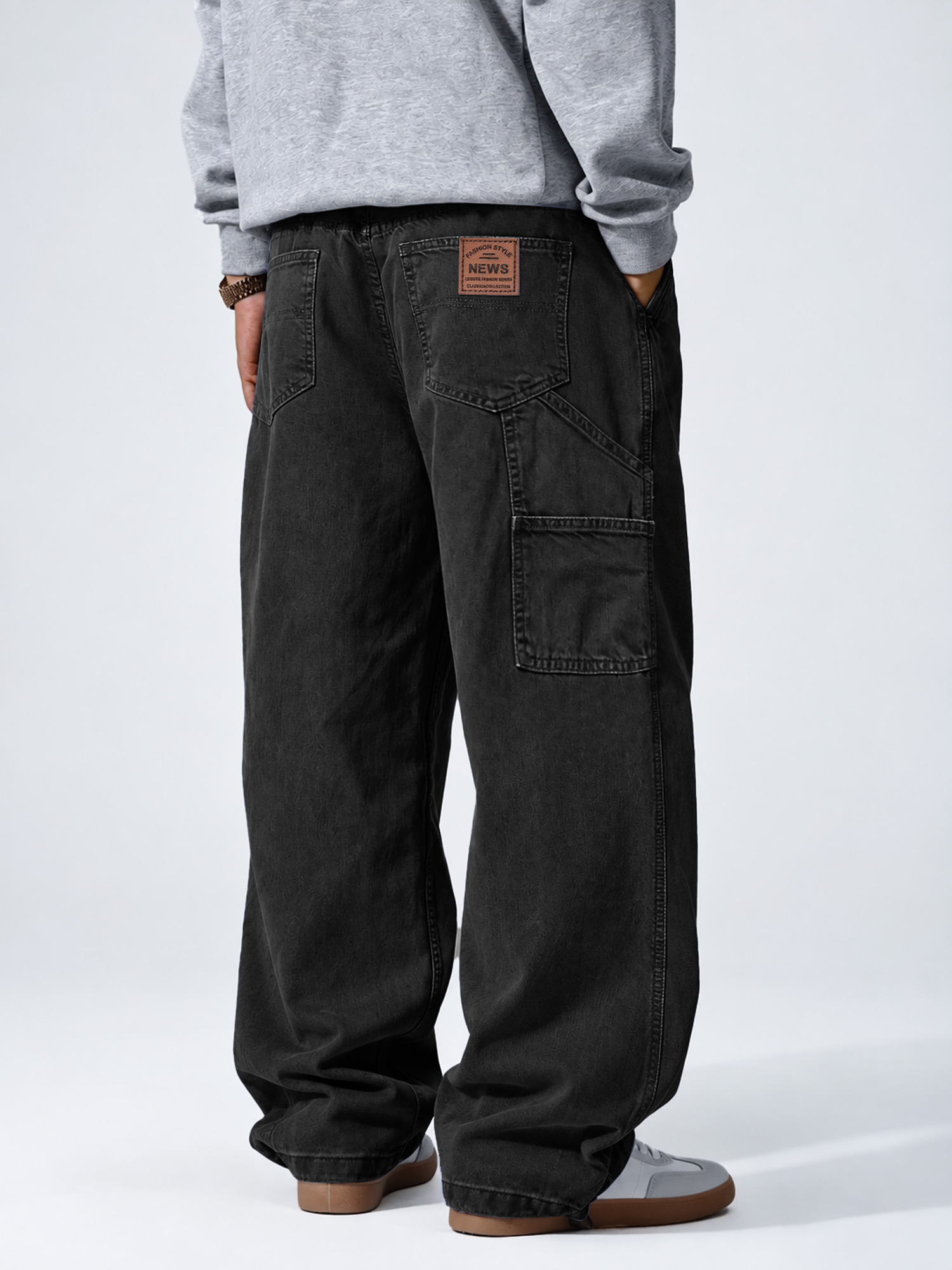Men's Vintage-Style American-Inspired Embroidered Logo Casual Cargo Pants