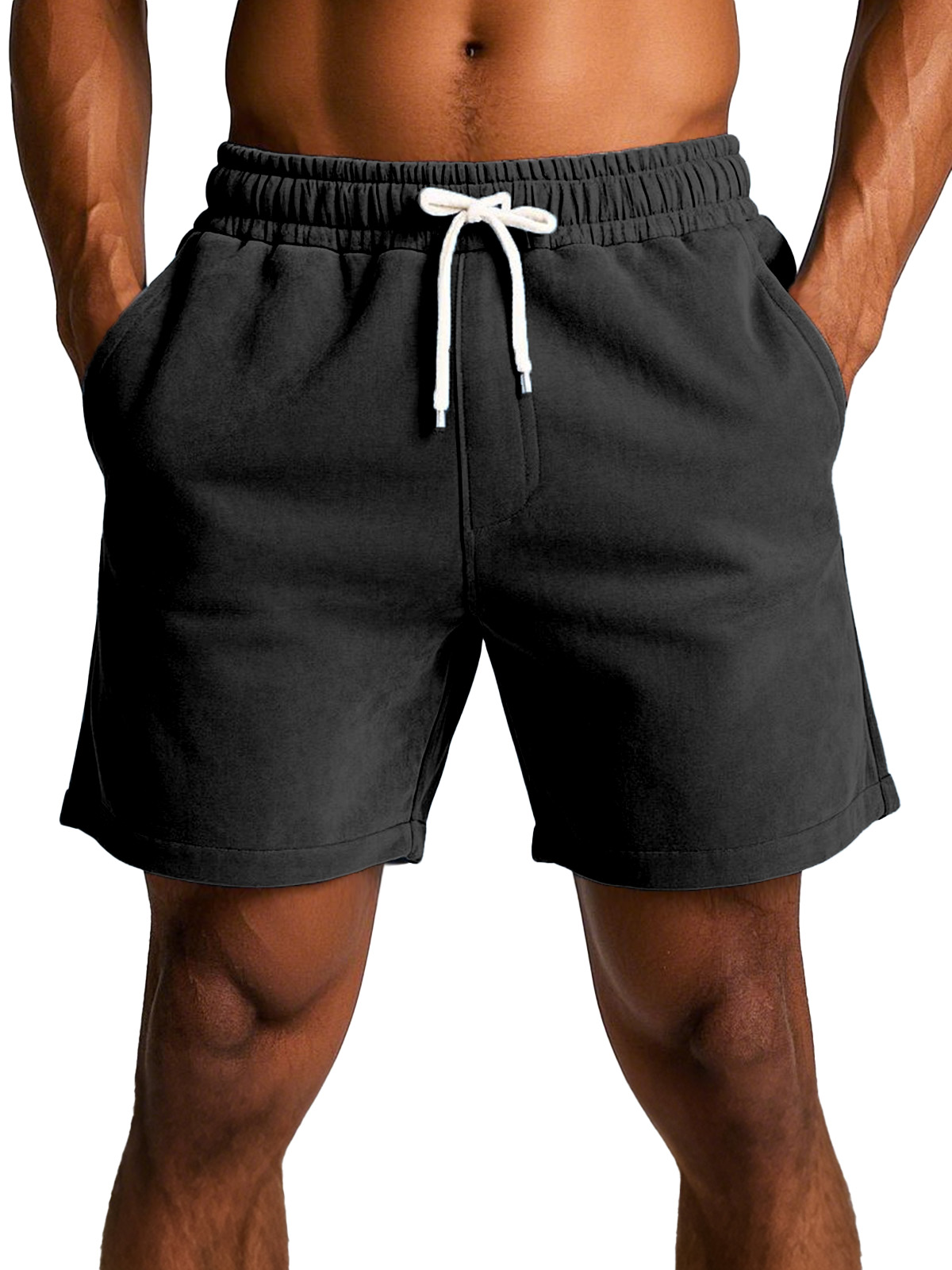 Men's simple and comfortable solid color suede shorts