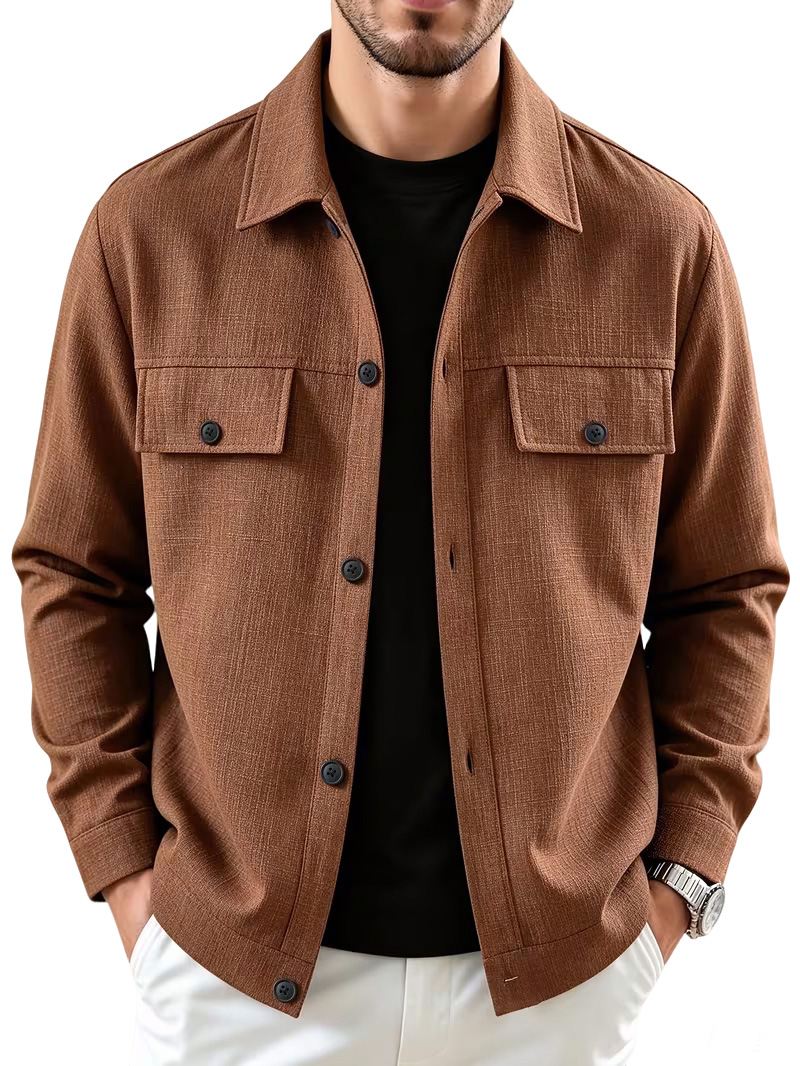 Casual Minimalist Cotton-Linen Overshirt