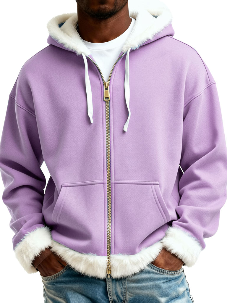 Christmas Fashionable Casual Plush Zipper Long-Sleeve Hooded Jacket