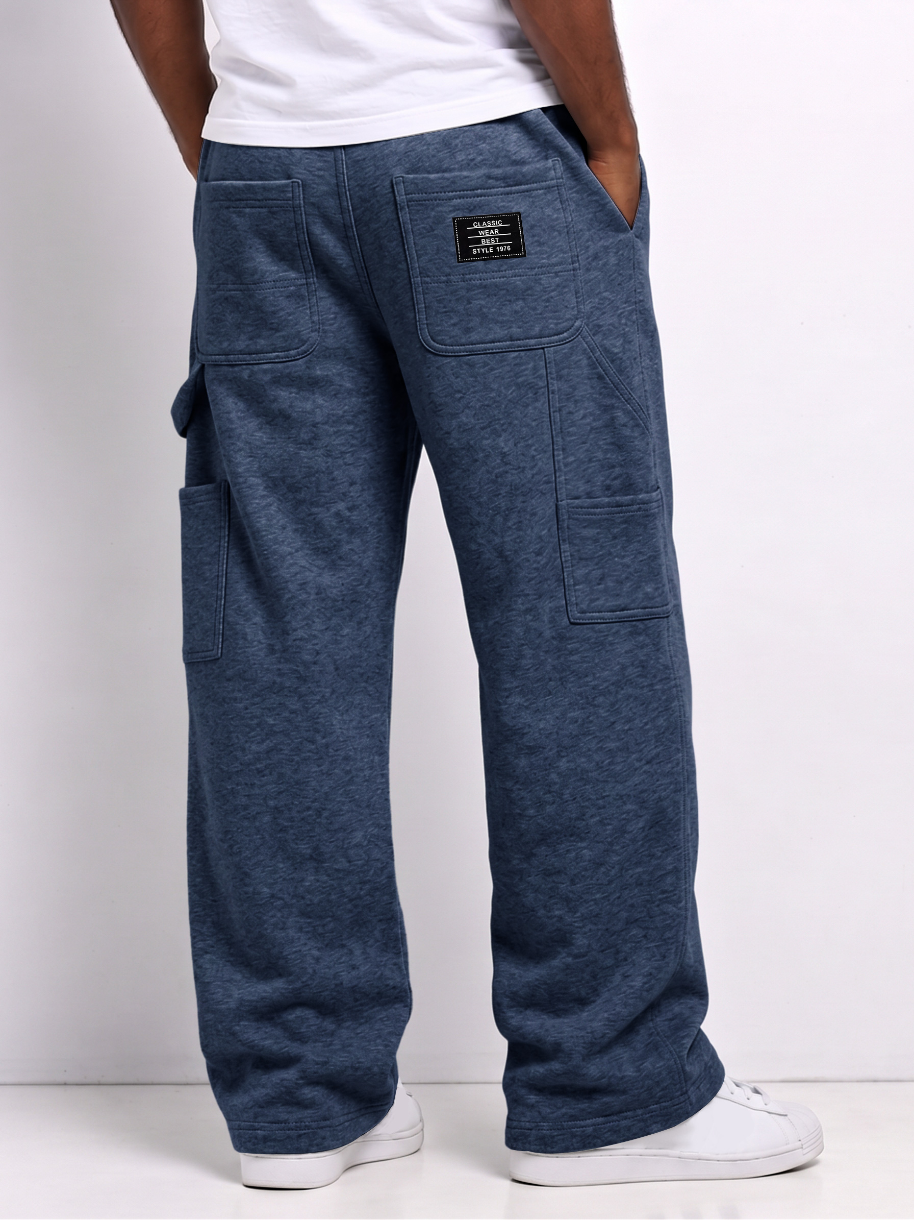 Men's Multi-Pocket Embroidered Logo Casual Cargo Sweatpants