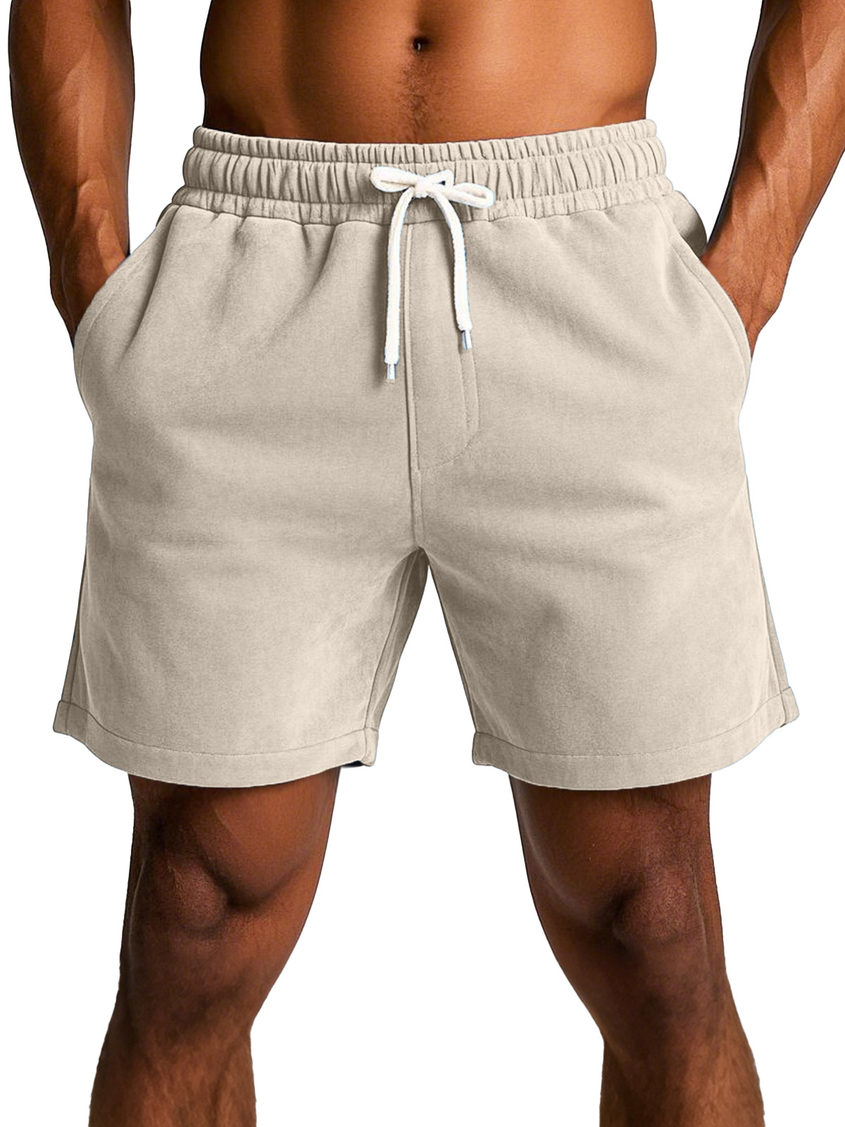 Men's simple and comfortable solid color suede shorts