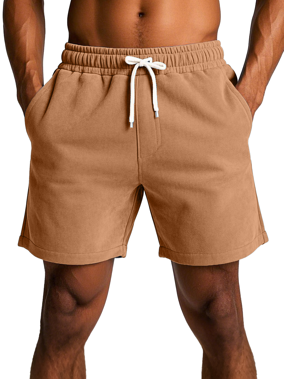 Men's simple and comfortable solid color suede shorts