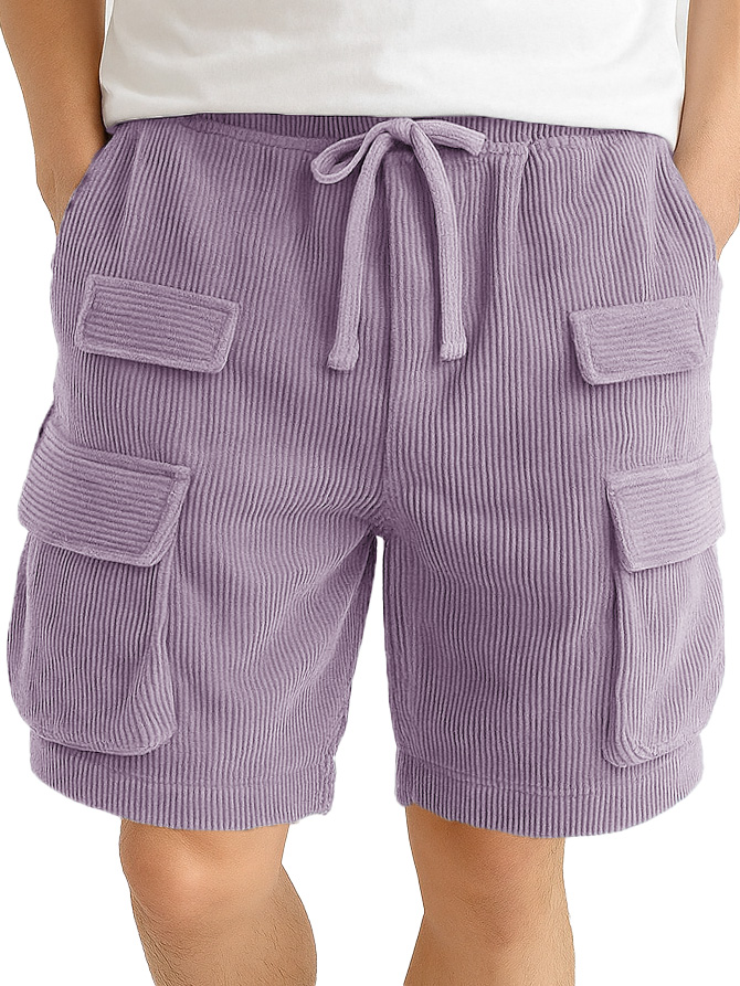 Men's Fashion Retro Outdoor Workwear Pocket Elastic Waist Drawstring Shorts