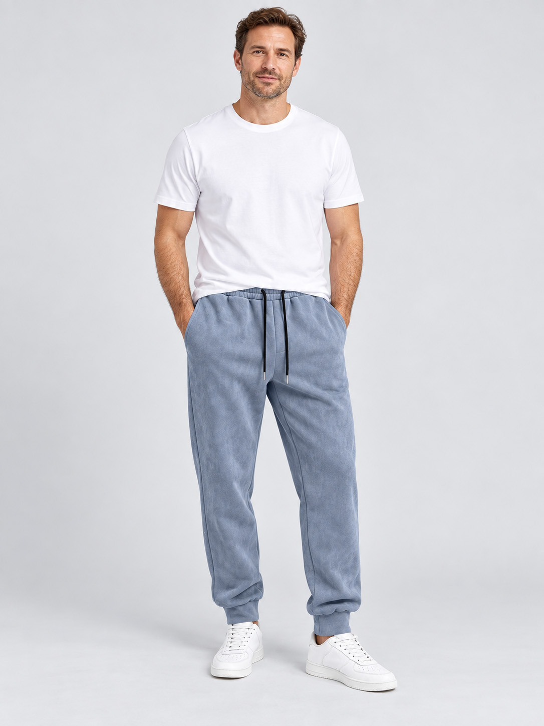 Men's Soft Suede-Touch Drawstring Jogger Pants