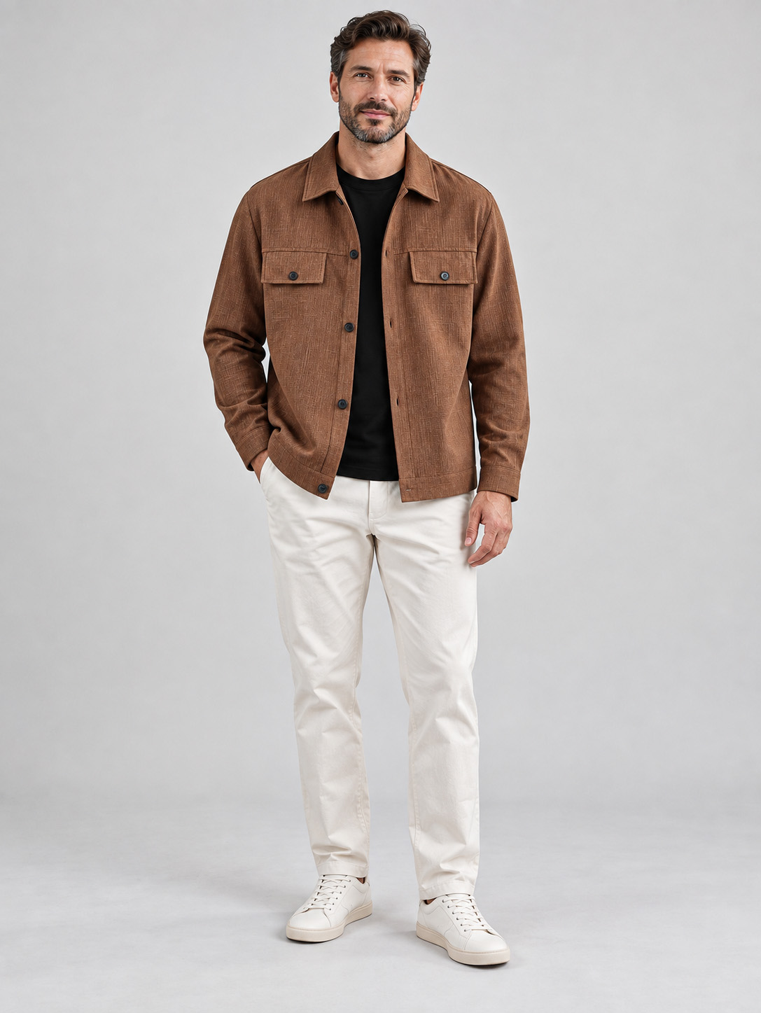 Casual Minimalist Cotton-Linen Overshirt