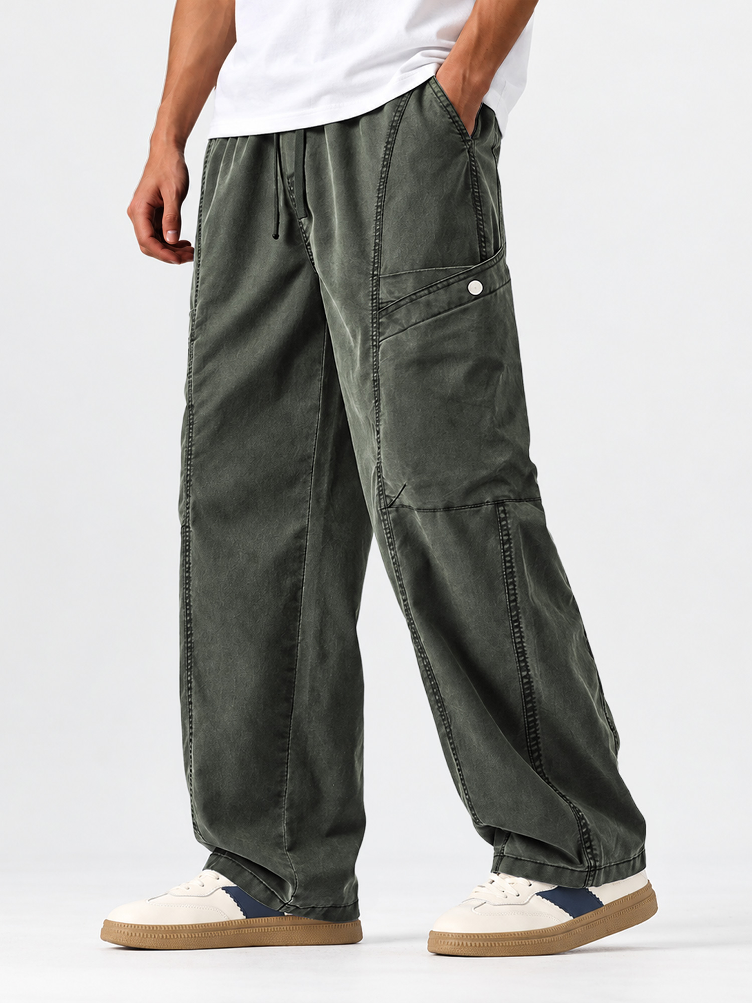 Men's Casual American-Style Lyocell Multi-Pocket Cargo Pants