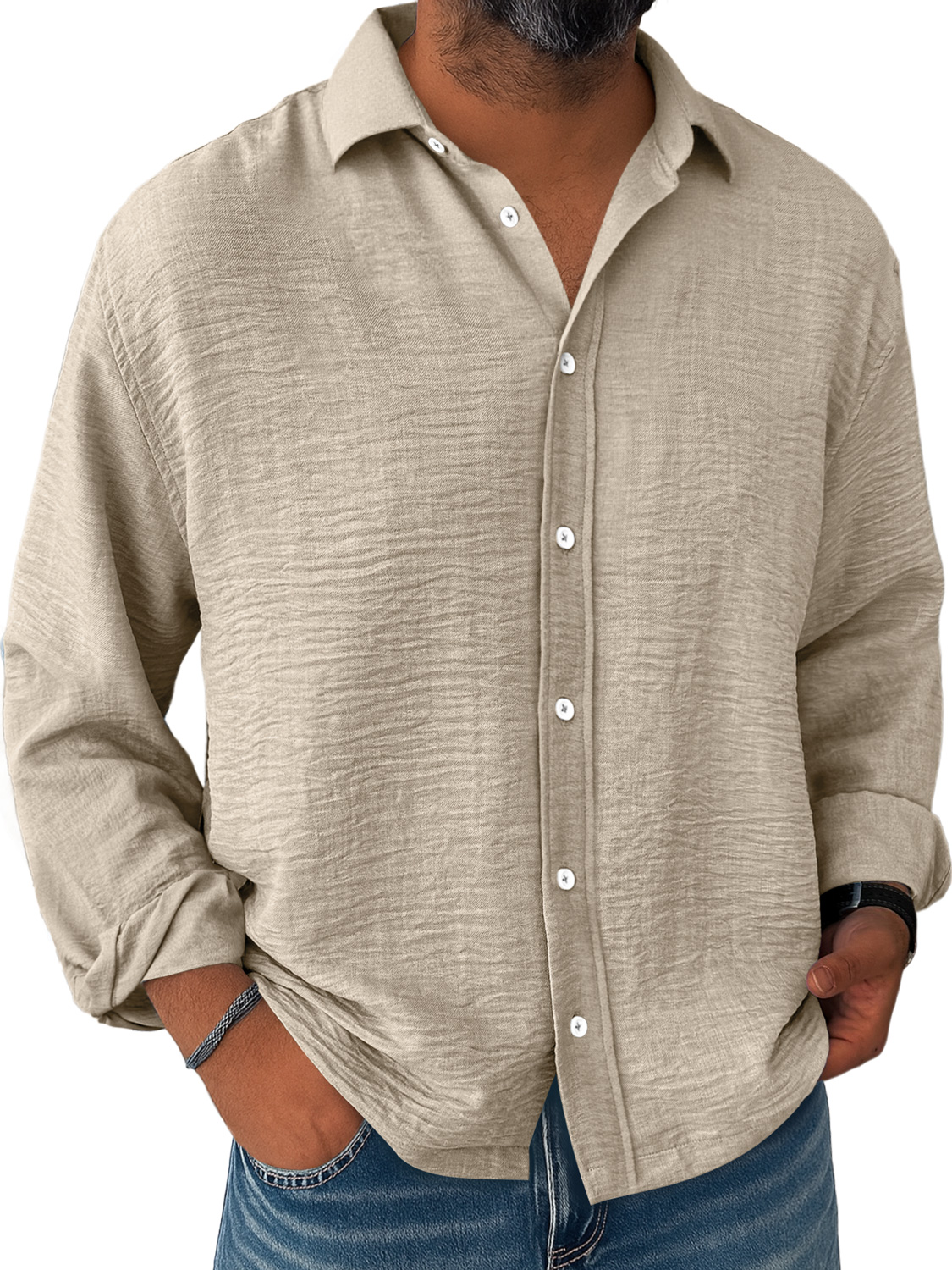 Men's Daily Loose Casual Breathable Solid Color Button Short-sleeved Shirt