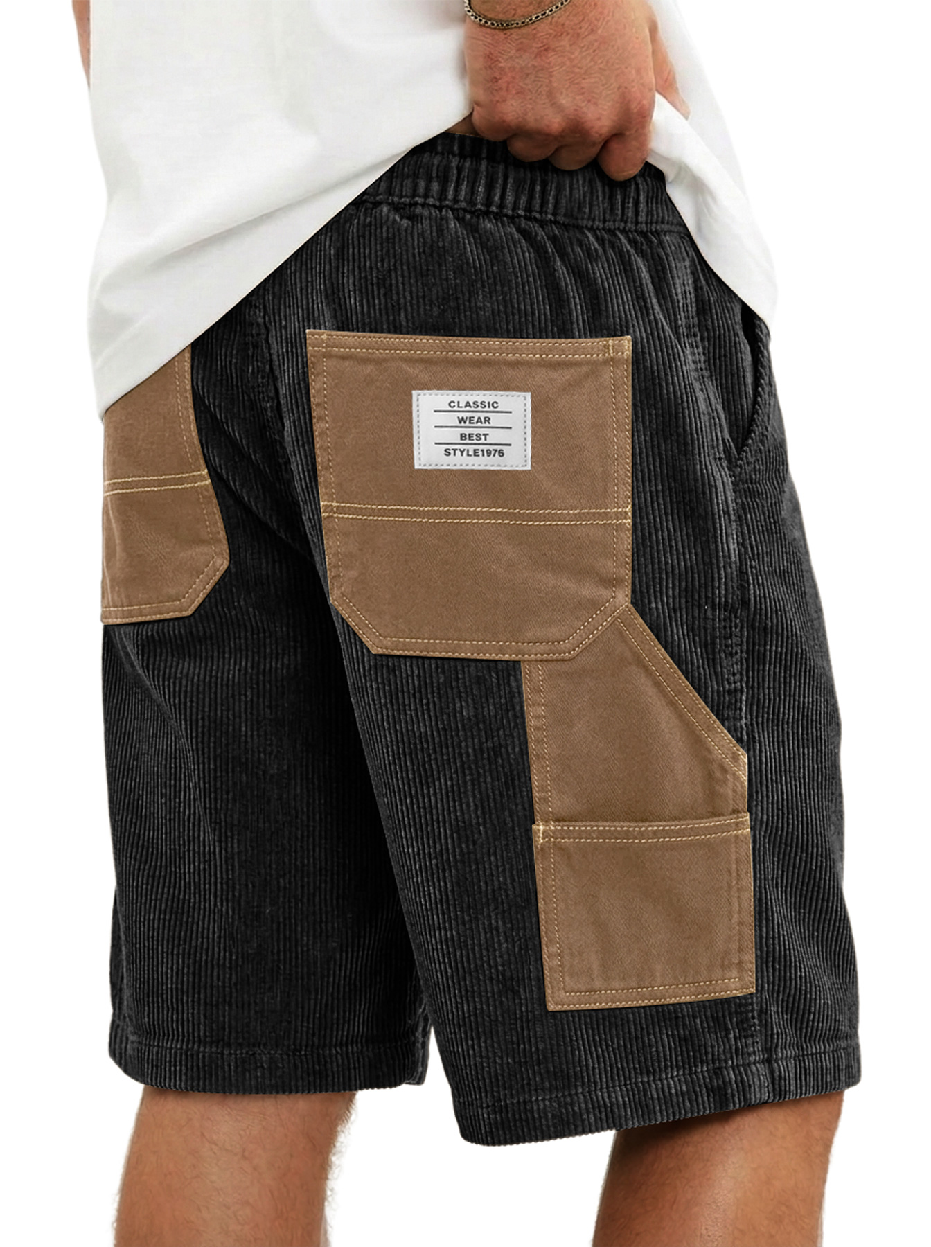Men's Loose-fitting Waffle-knit Casual Trousers With Elastic Waistband And Embroidered Logo