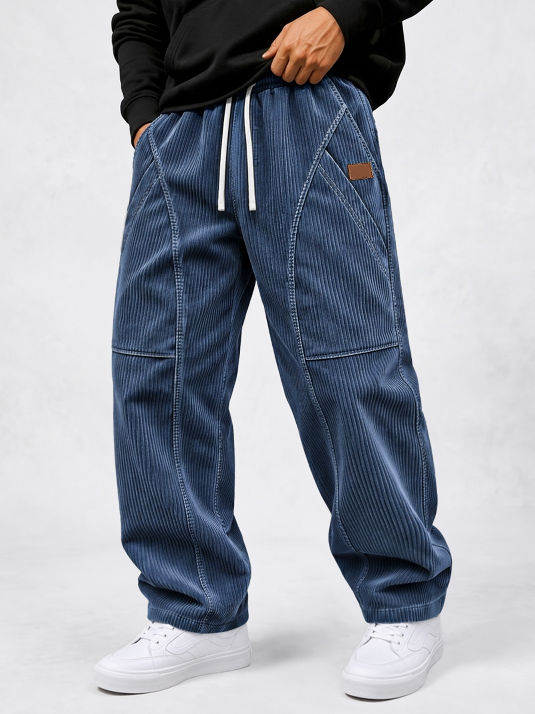 Men's Corduroy Multi-Pocket Deconstructed Casual Cargo Pants