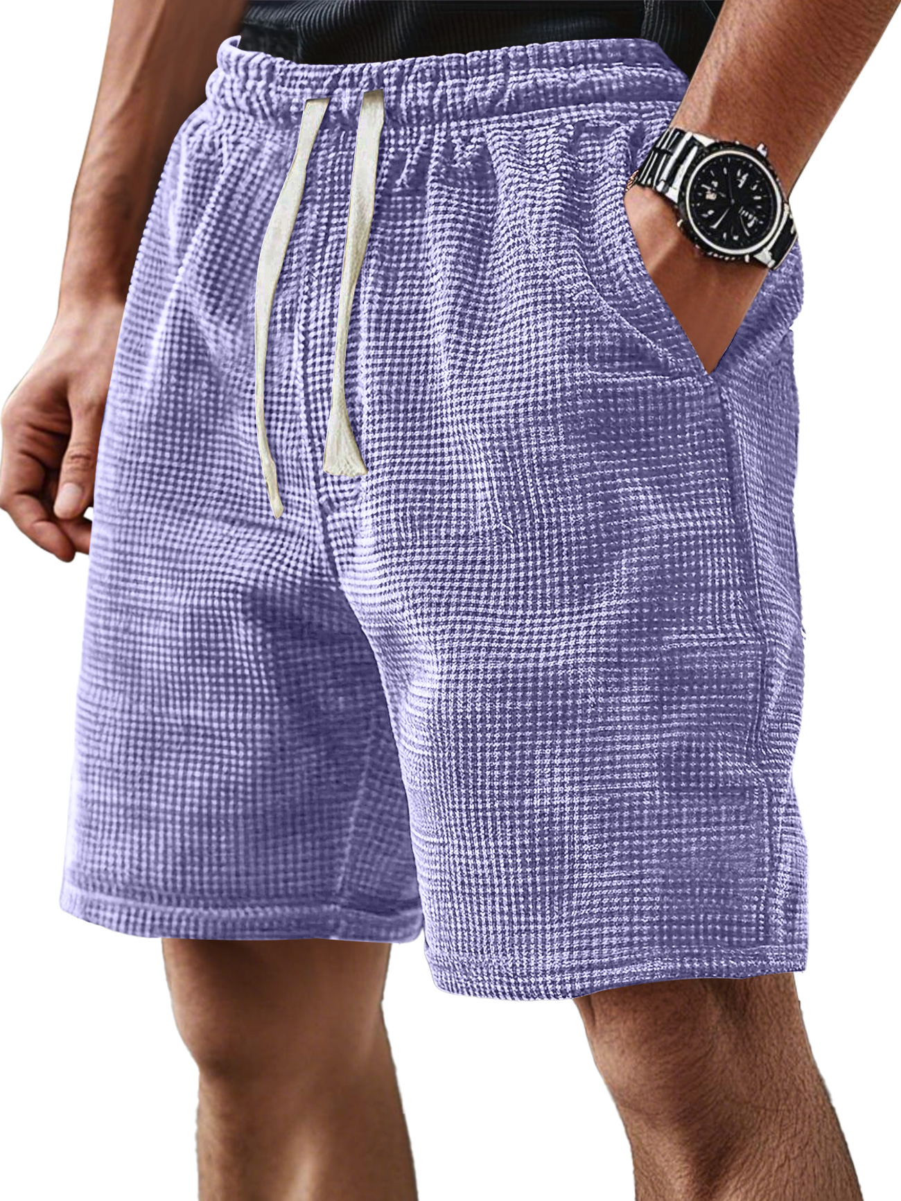 Men's Everyday Corduroy Waffle Elastic Waist Comfort Shorts
