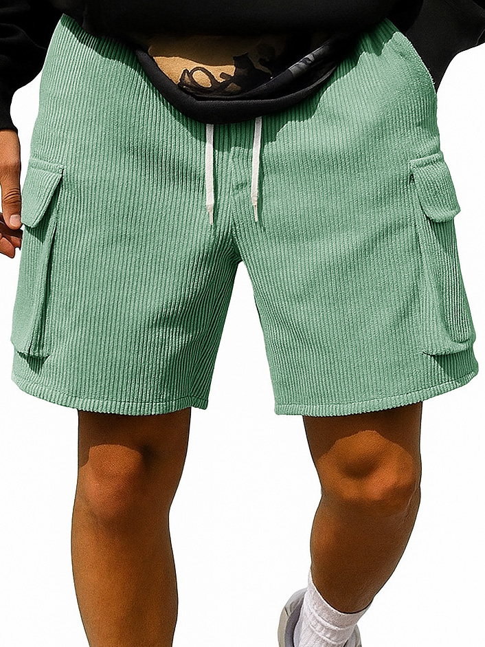 Men's Fashion Retro Outdoor Workwear Pocket Elastic Waist Drawstring Shorts