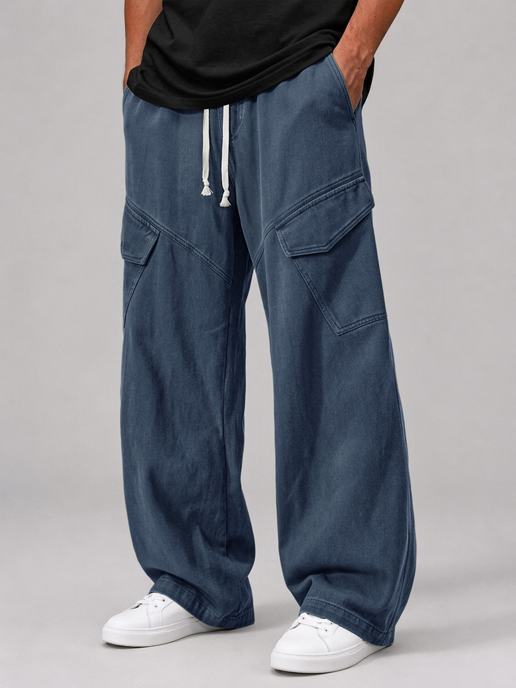 Men's Multi-Pocket Casual Cargo Pants with Elastic Waist