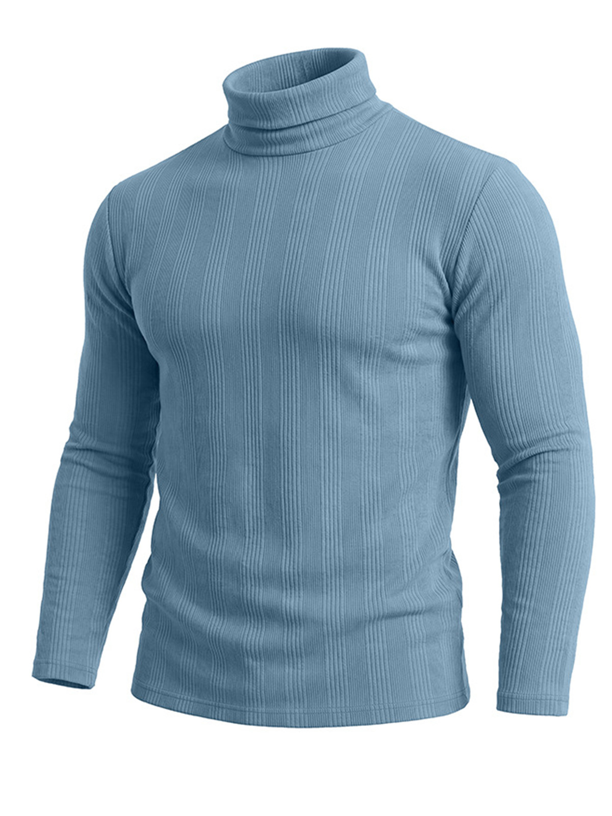 Men's Ribbed Mock Neck Long Sleeve Shirt