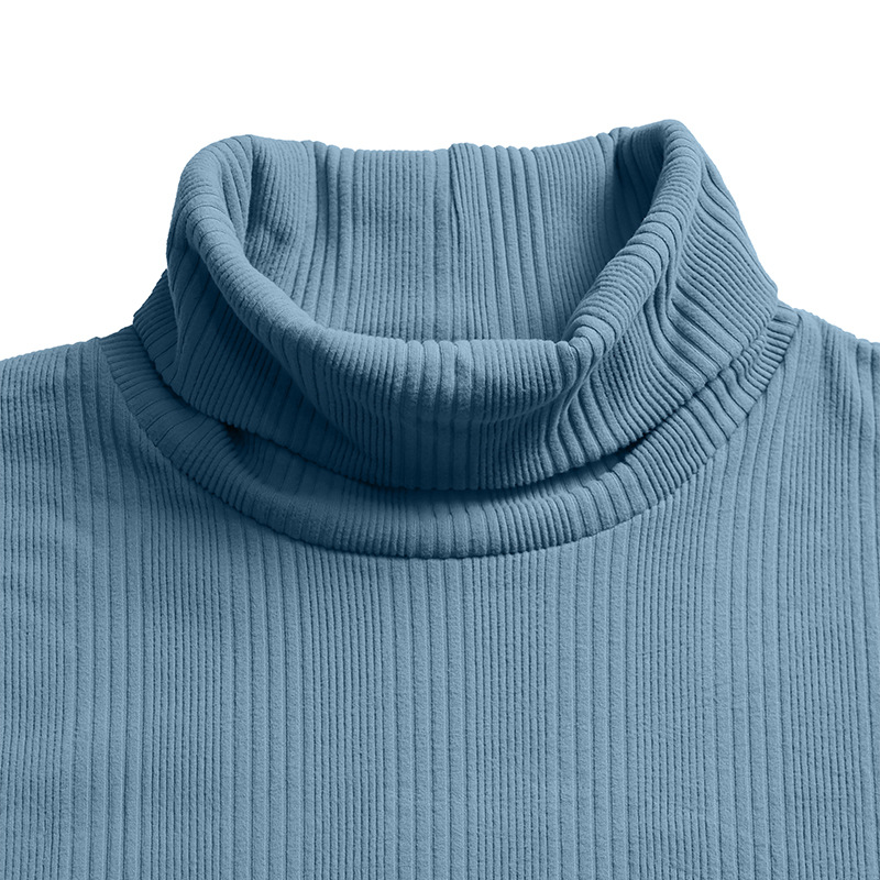 Men's Ribbed Mock Neck Long Sleeve Shirt