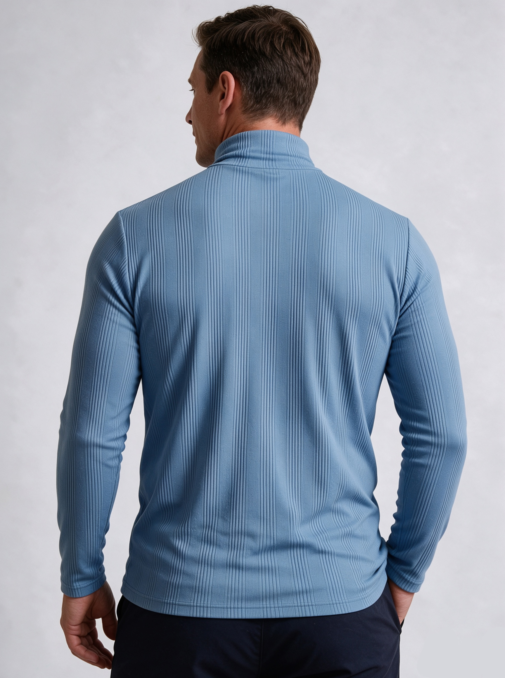 Men's Ribbed Mock Neck Long Sleeve Shirt