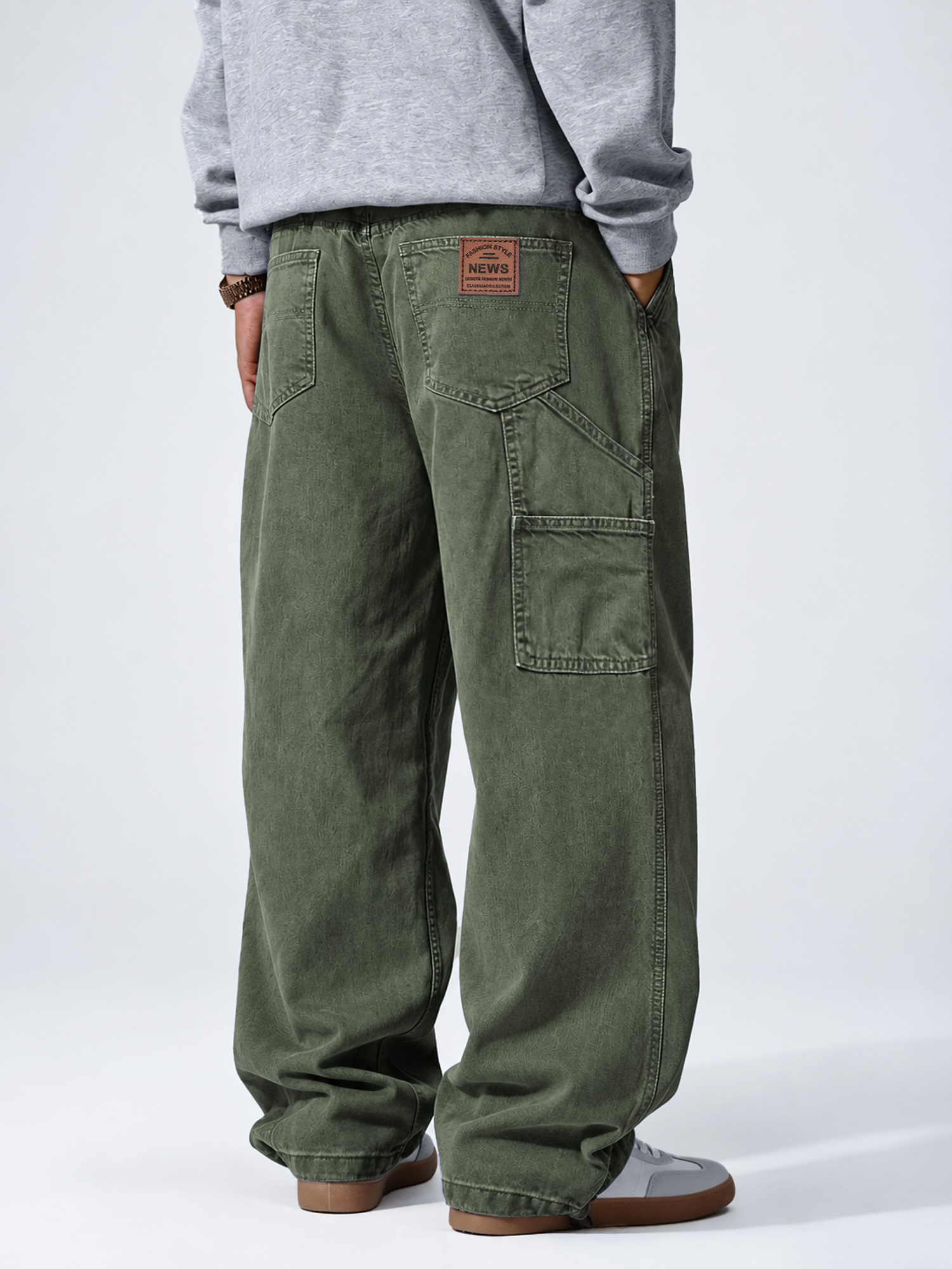 Men's Vintage-Style American-Inspired Embroidered Logo Casual Cargo Pants