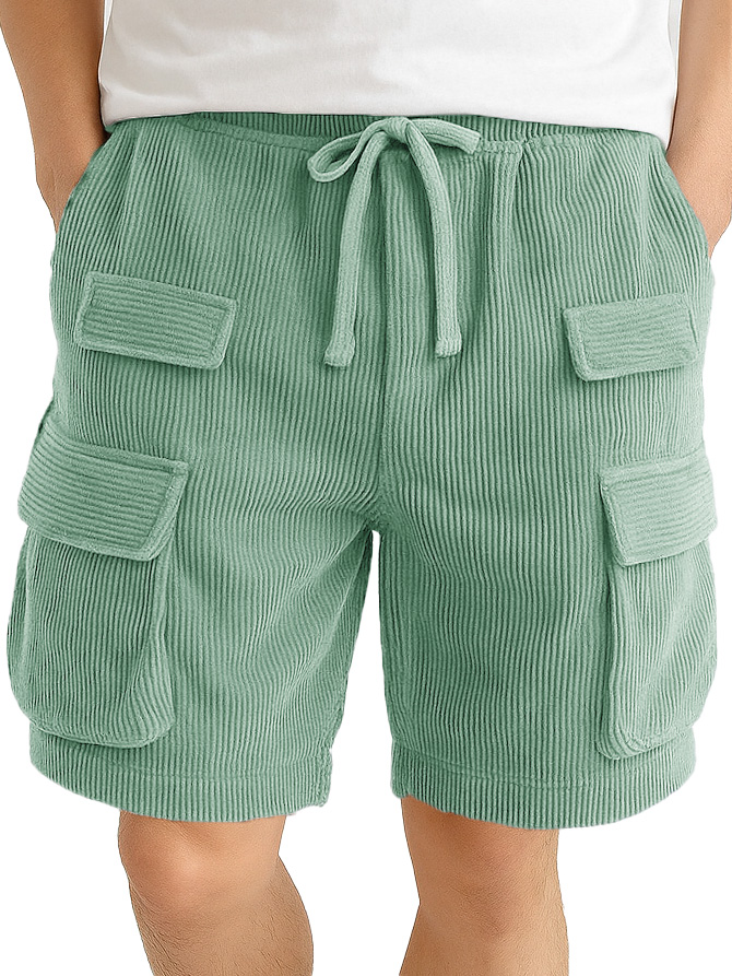 Men's Fashion Retro Outdoor Workwear Pocket Elastic Waist Drawstring Shorts
