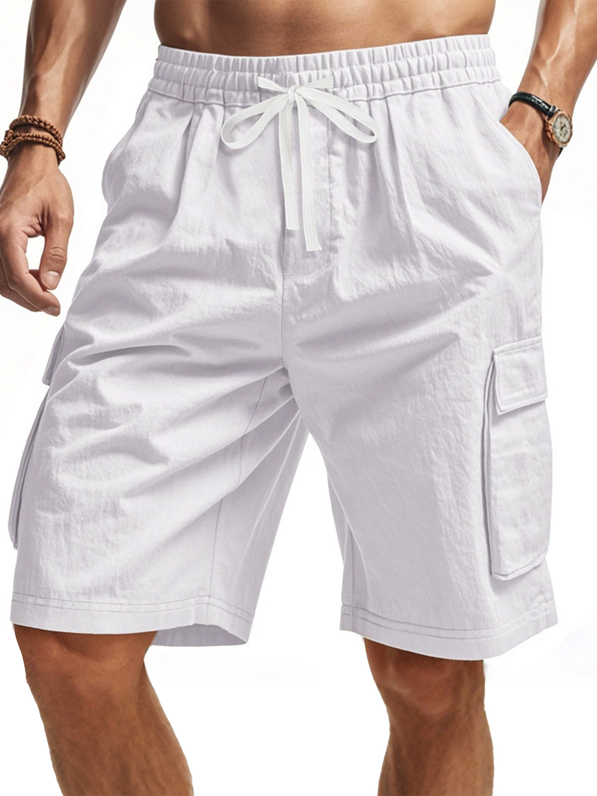 Men's Casual Multi-pocket Workwear Solid Color Comfortable Shorts