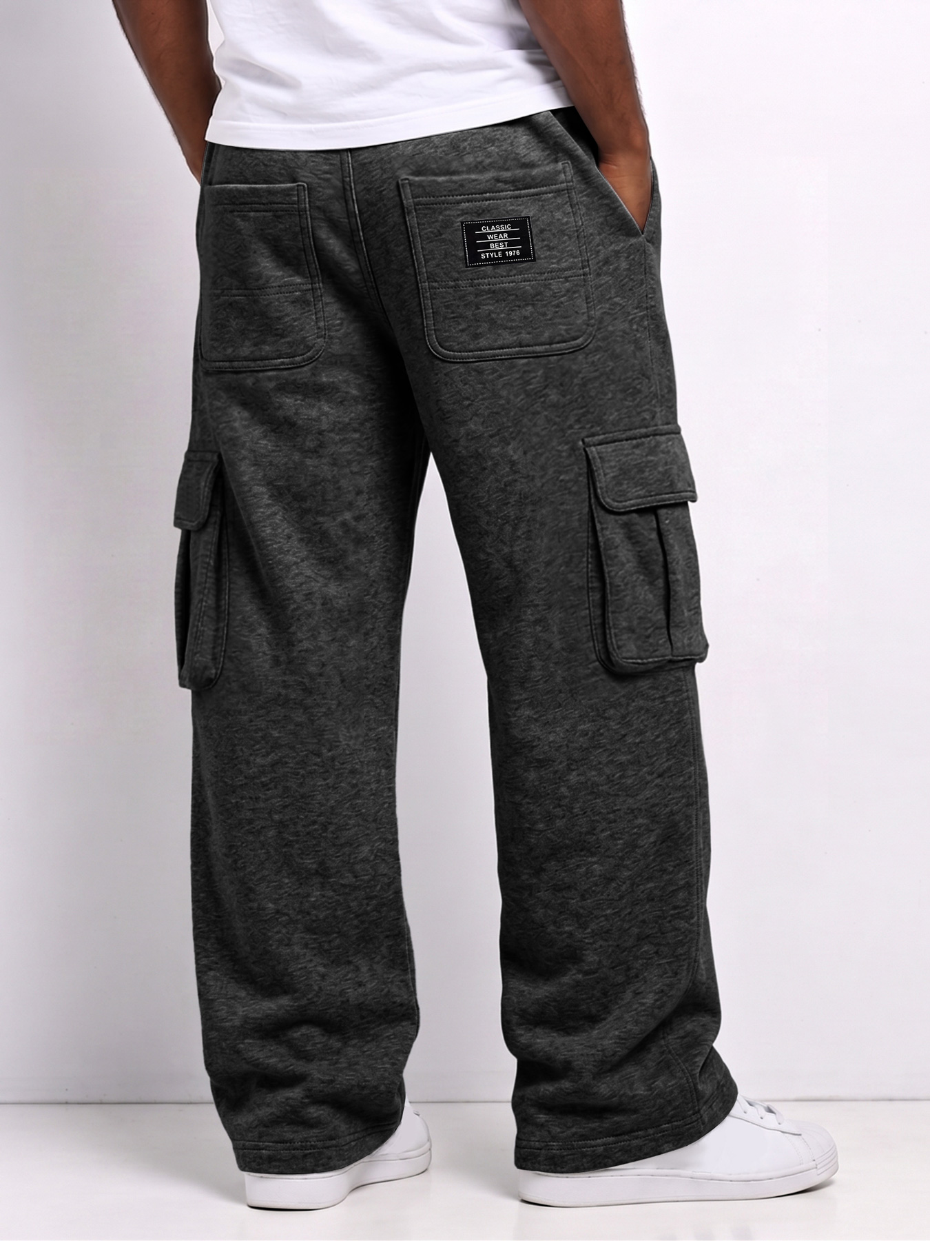 Men's Comfortable Multi-Pocket Casual Cargo Pants with Embroidered Logo