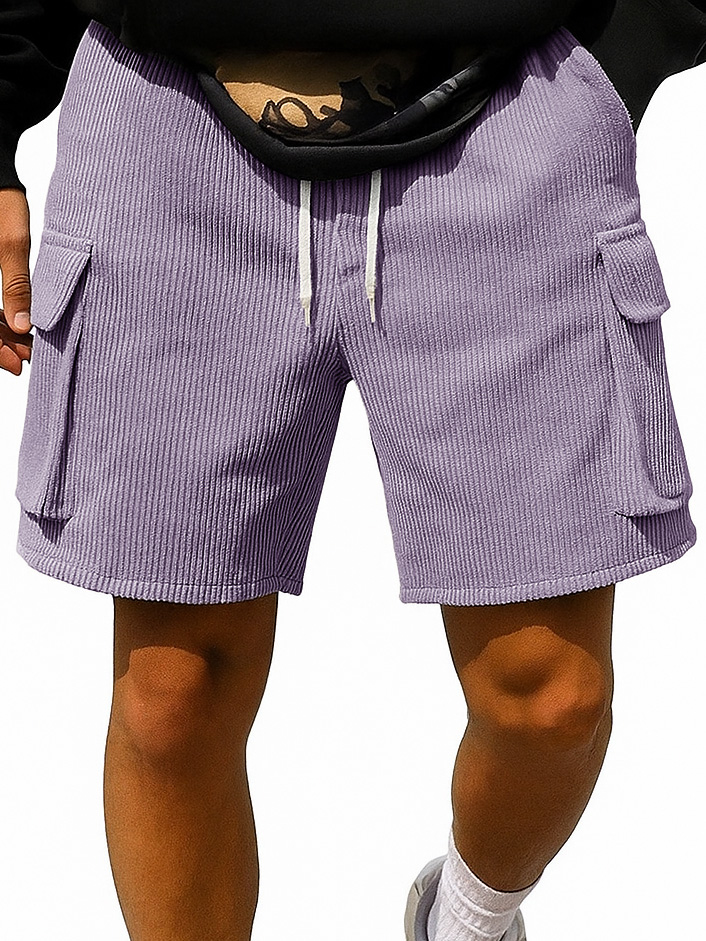 Men's Fashion Retro Outdoor Workwear Pocket Elastic Waist Drawstring Shorts