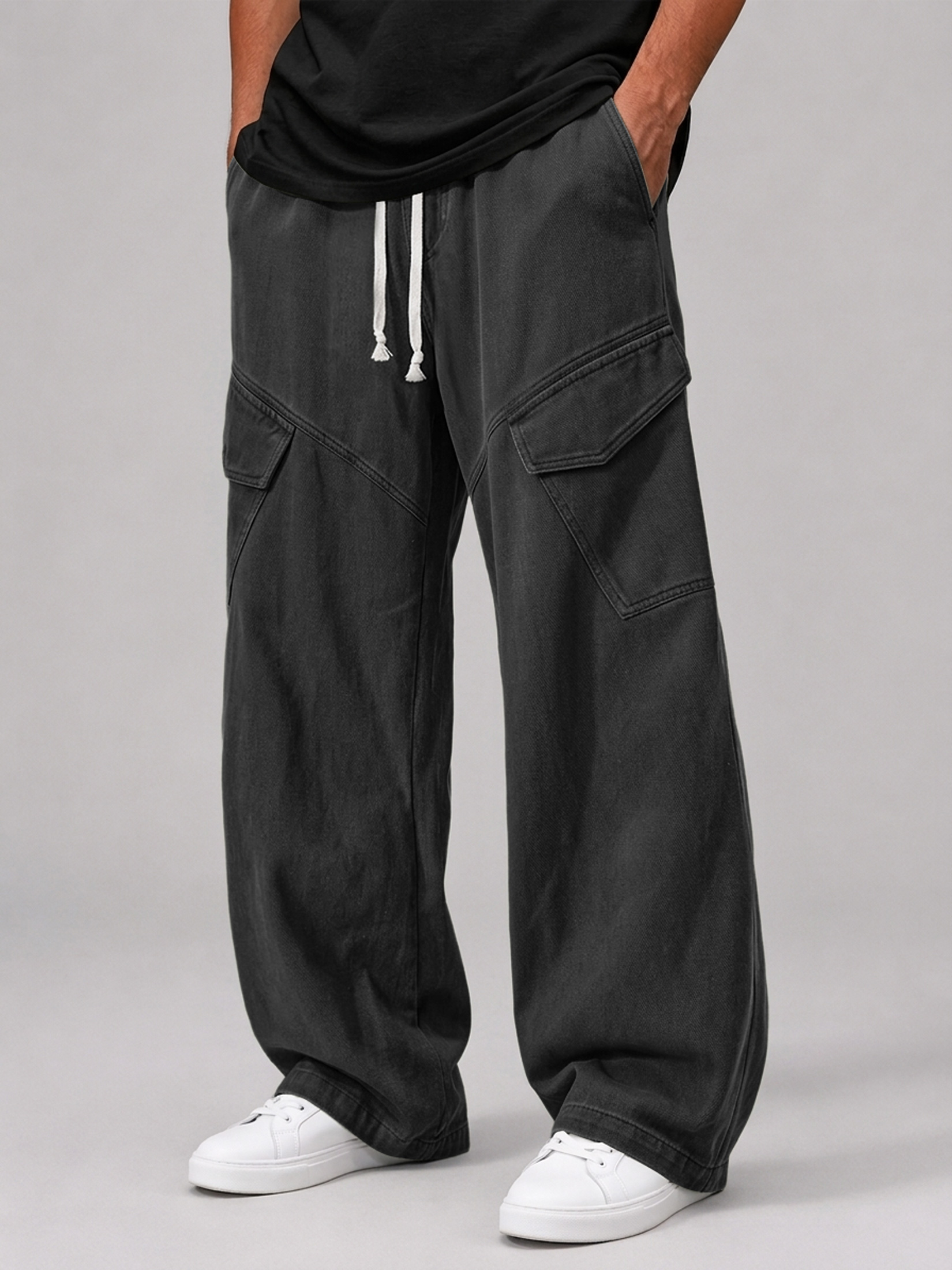 Men's Multi-Pocket Casual Cargo Pants with Elastic Waist