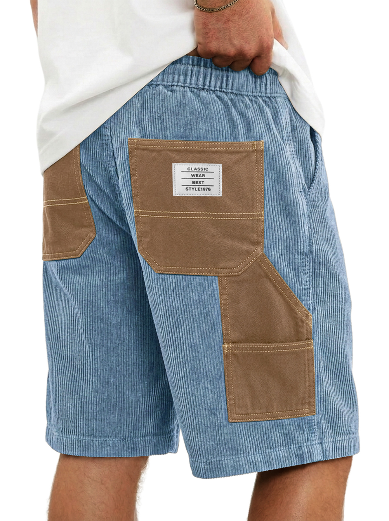 Men's Loose-fitting Waffle-knit Casual Trousers With Elastic Waistband And Embroidered Logo