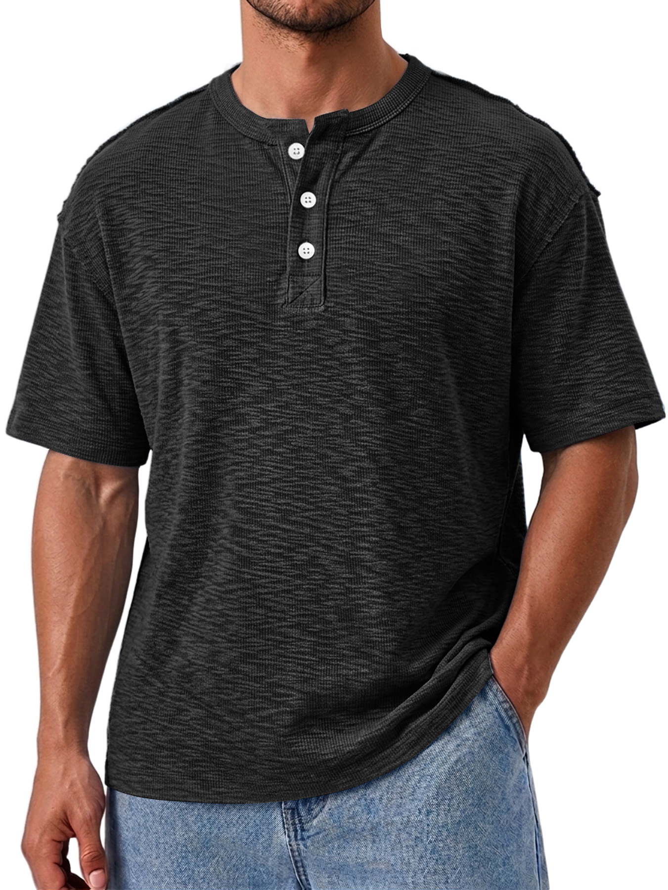 Men's Comfortable Casual Short-Sleeve Henley Shirt