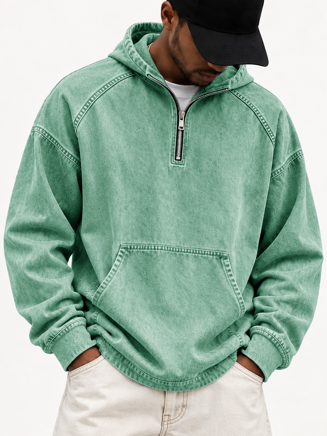 Men's Distressed Long-Sleeve Hoodie