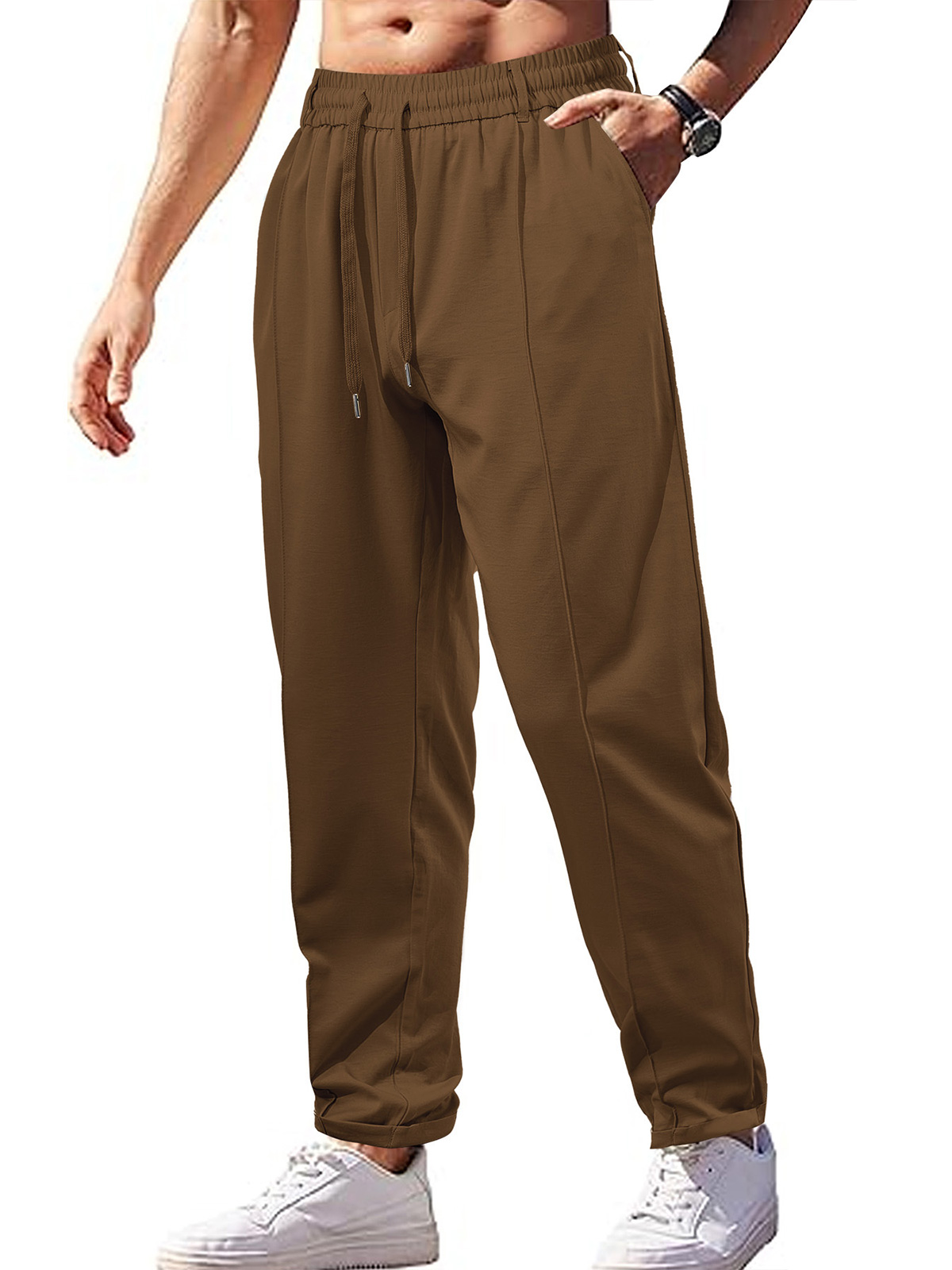 Men's Casual Loose Breathable High Waisted Lace Casual Trousers