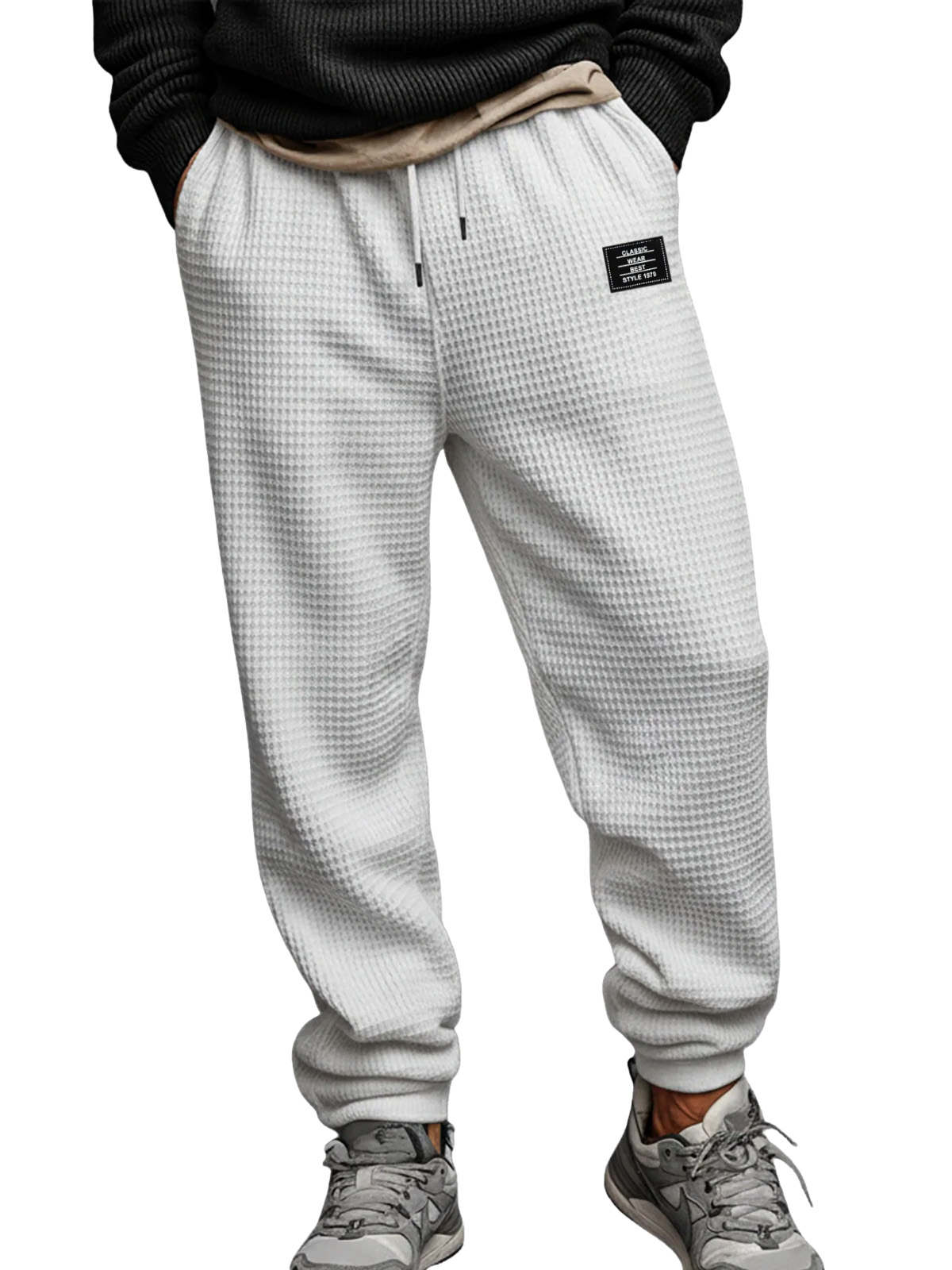 Fashionable And Casual Solid Color Waffle Leggings Trousers
