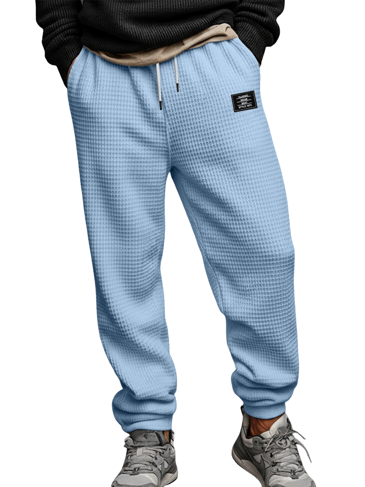 Fashionable And Casual Solid Color Waffle Leggings Trousers