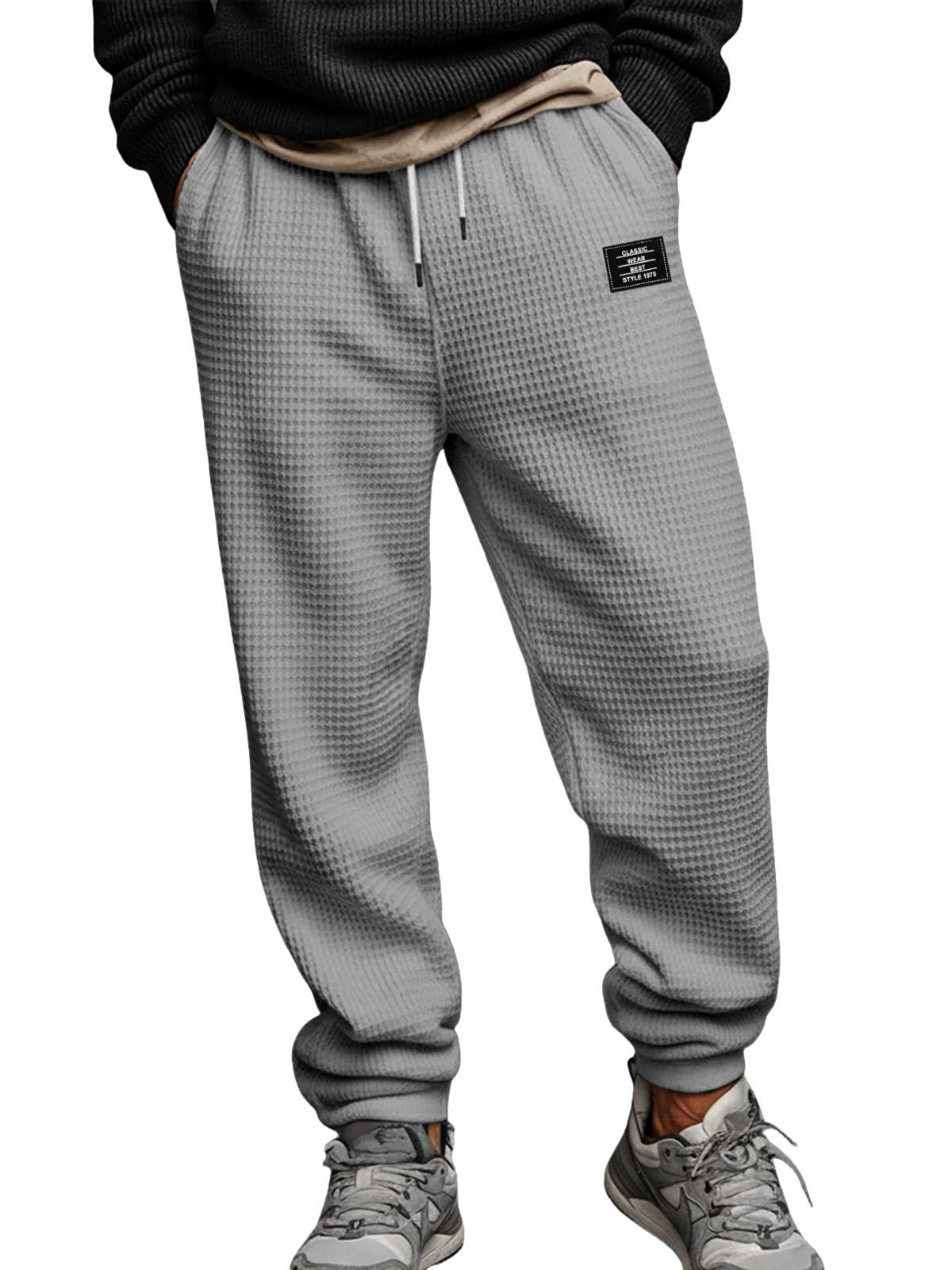 Fashionable And Casual Solid Color Waffle Leggings Trousers