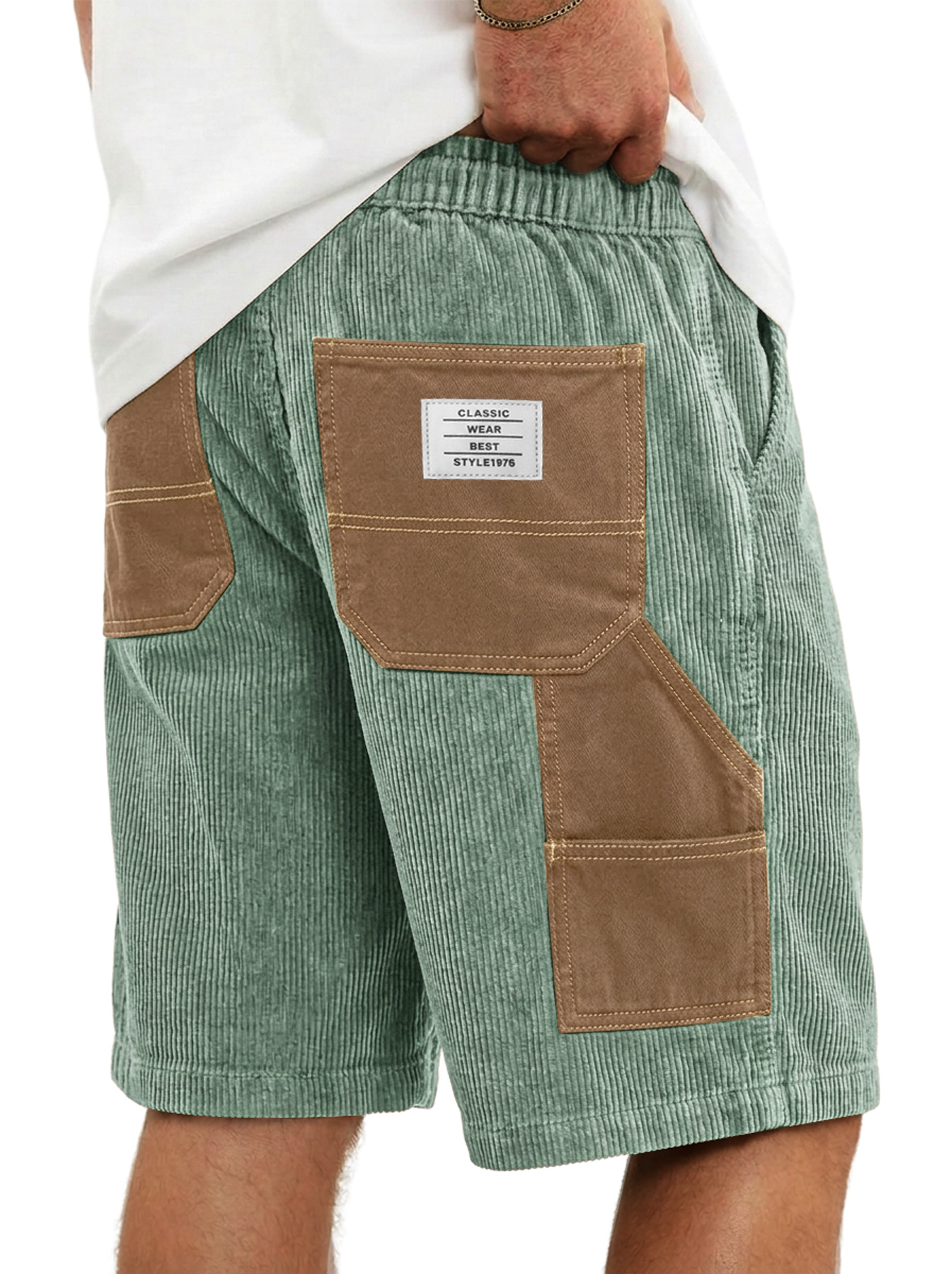 Men's Loose-fitting Waffle-knit Casual Trousers With Elastic Waistband And Embroidered Logo