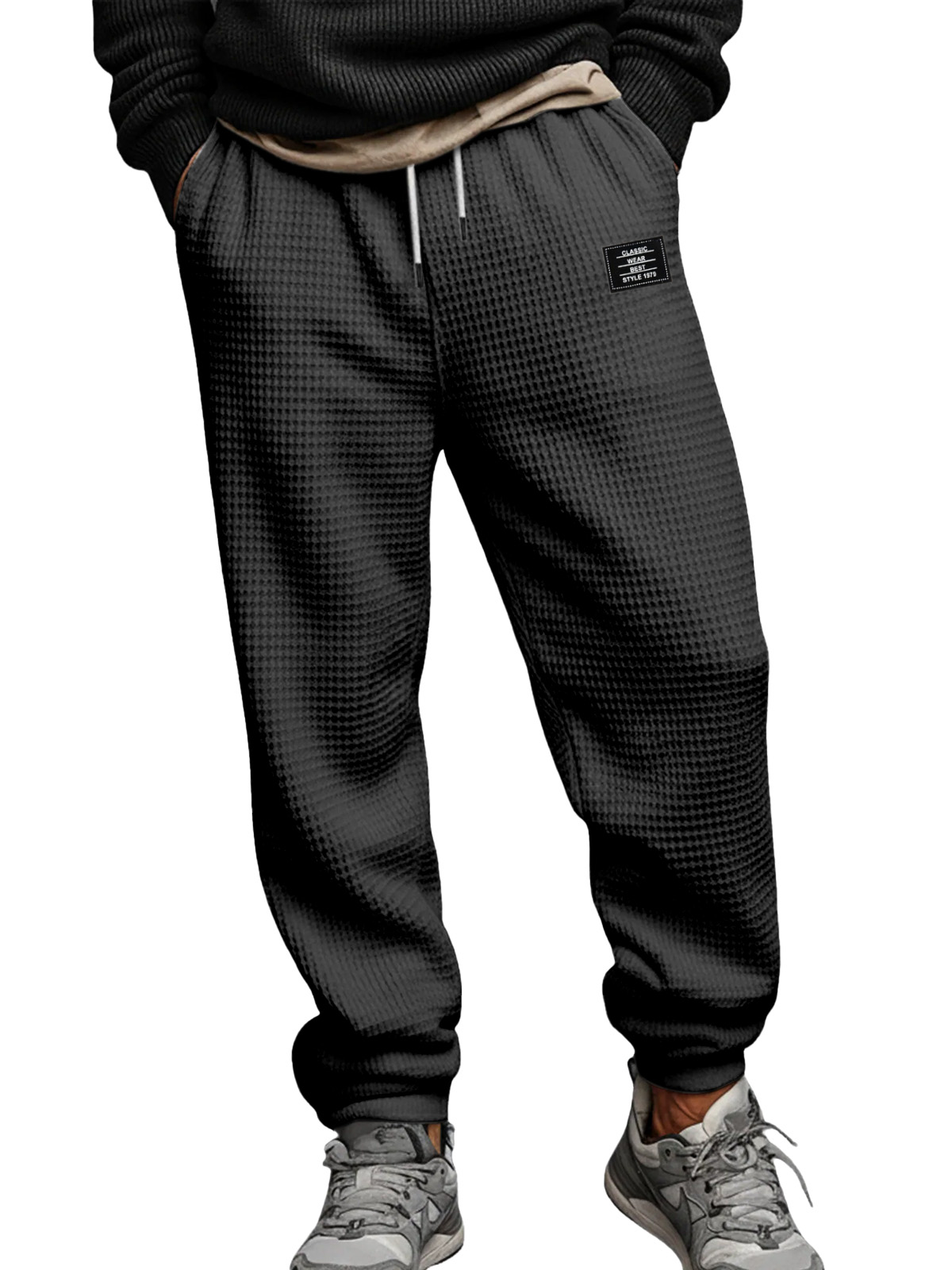 Fashionable And Casual Solid Color Waffle Leggings Trousers