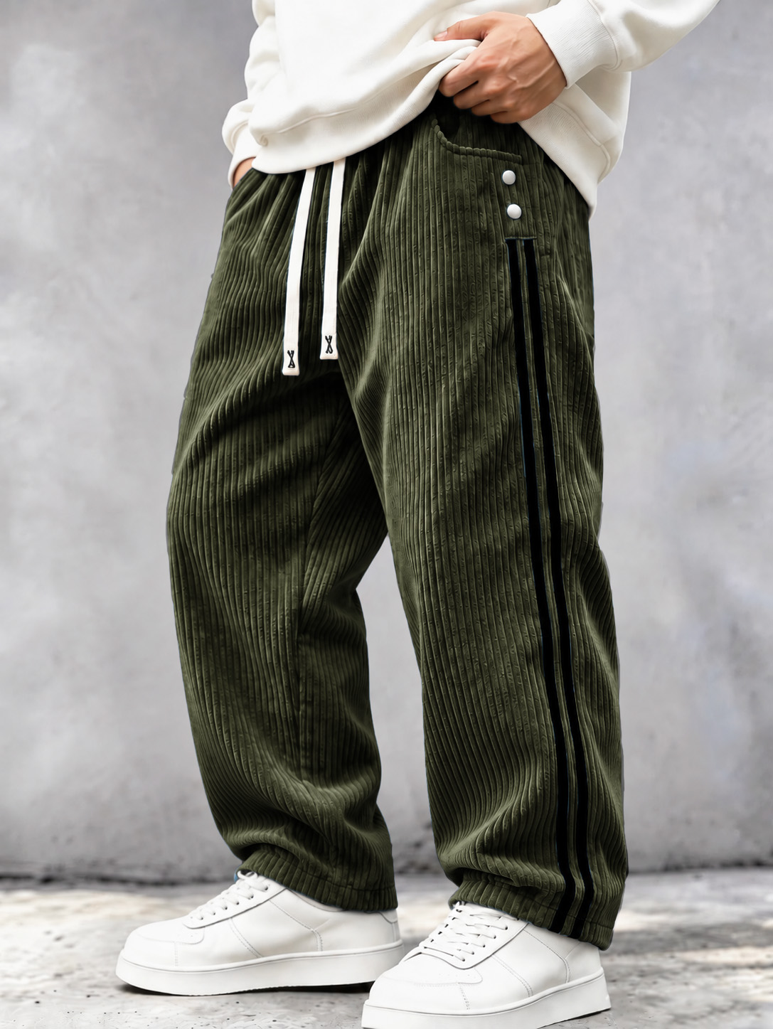 Men's Pocket Webbing Patchwork Trousers