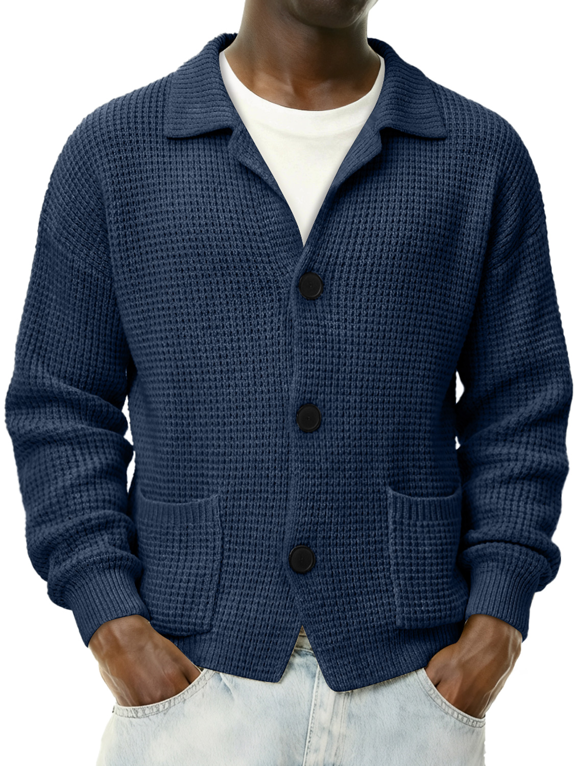 Men's Simple Stand Collar Casual Knitted Sweater Cardigan