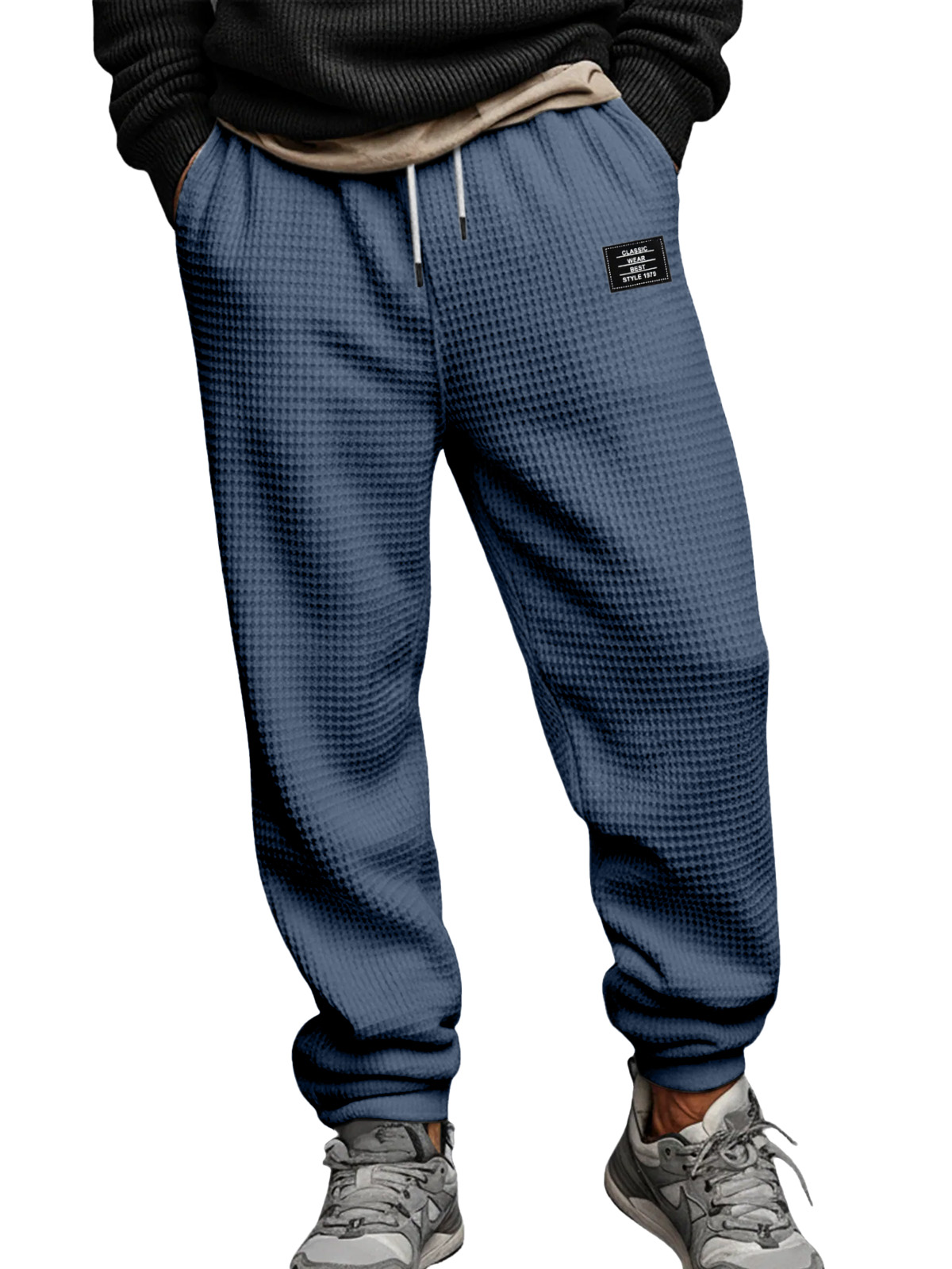 Fashionable And Casual Solid Color Waffle Leggings Trousers