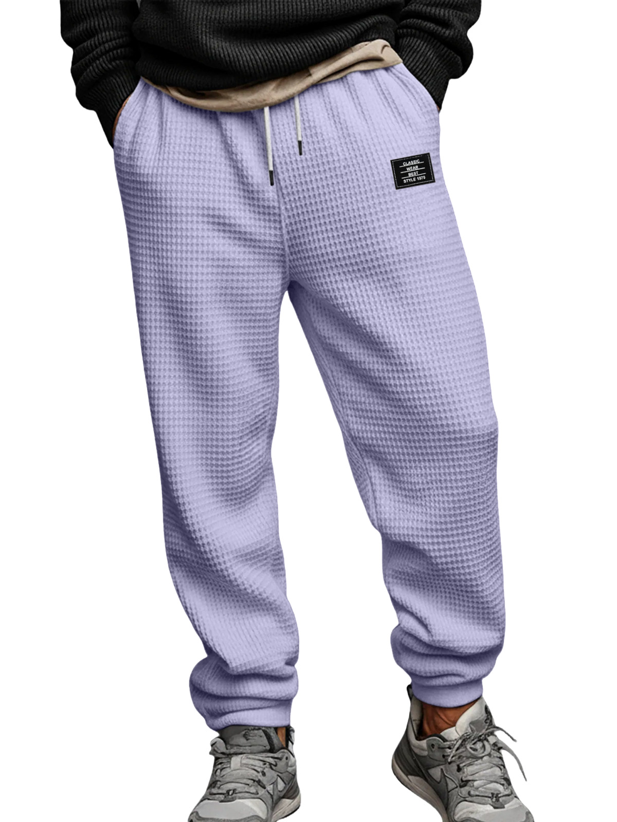 Fashionable And Casual Solid Color Waffle Leggings Trousers