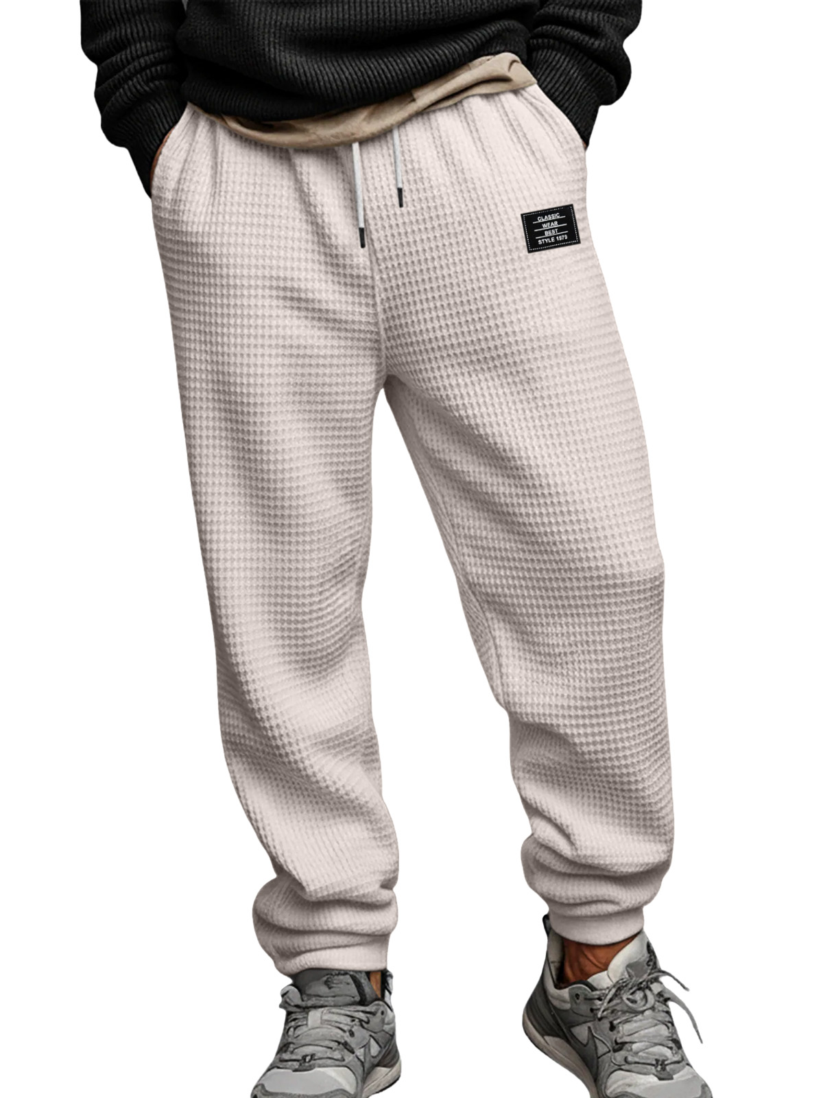 Fashionable And Casual Solid Color Waffle Leggings Trousers