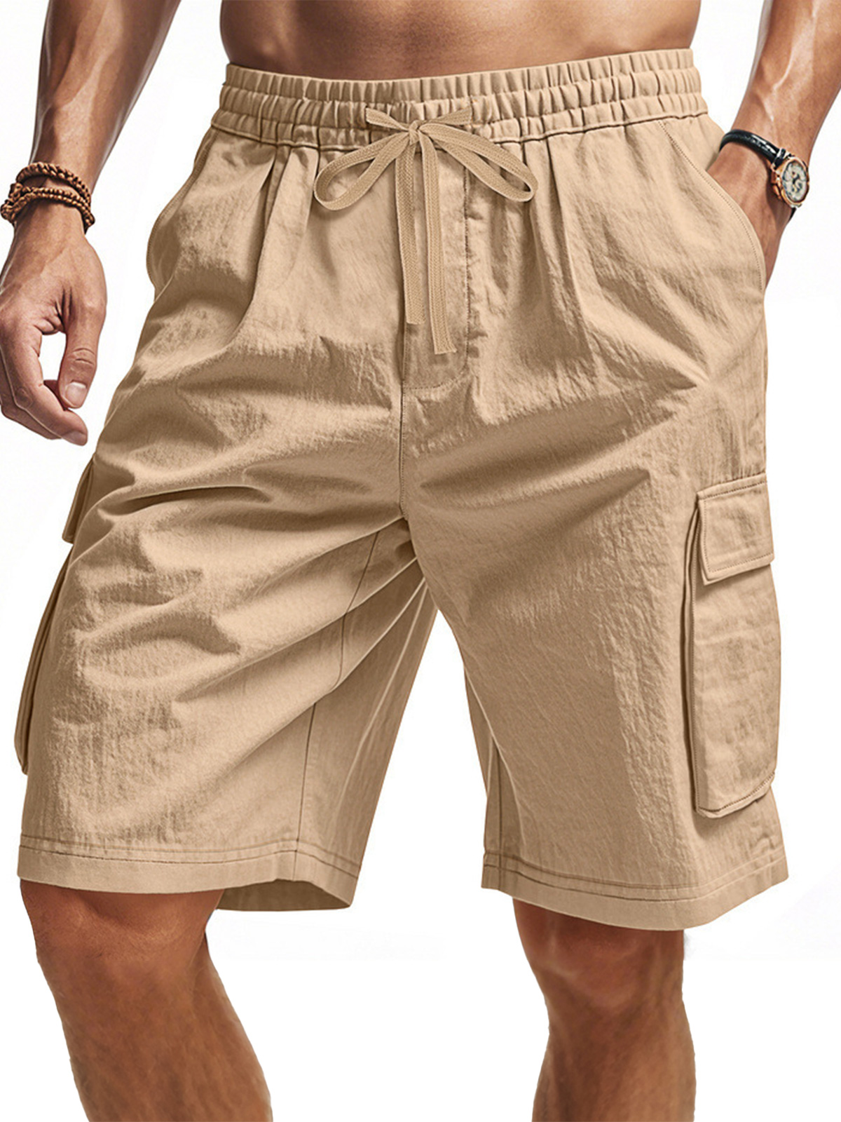 Men's Casual Multi-pocket Workwear Solid Color Comfortable Shorts