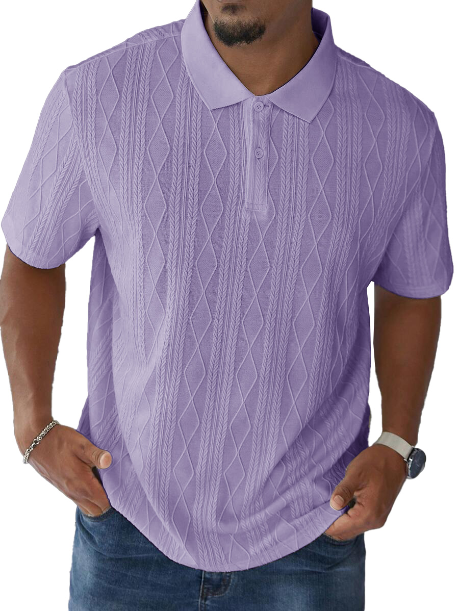 Men's Fashion Casual Jacquard Short Sleeve Lapel Polo Shirt