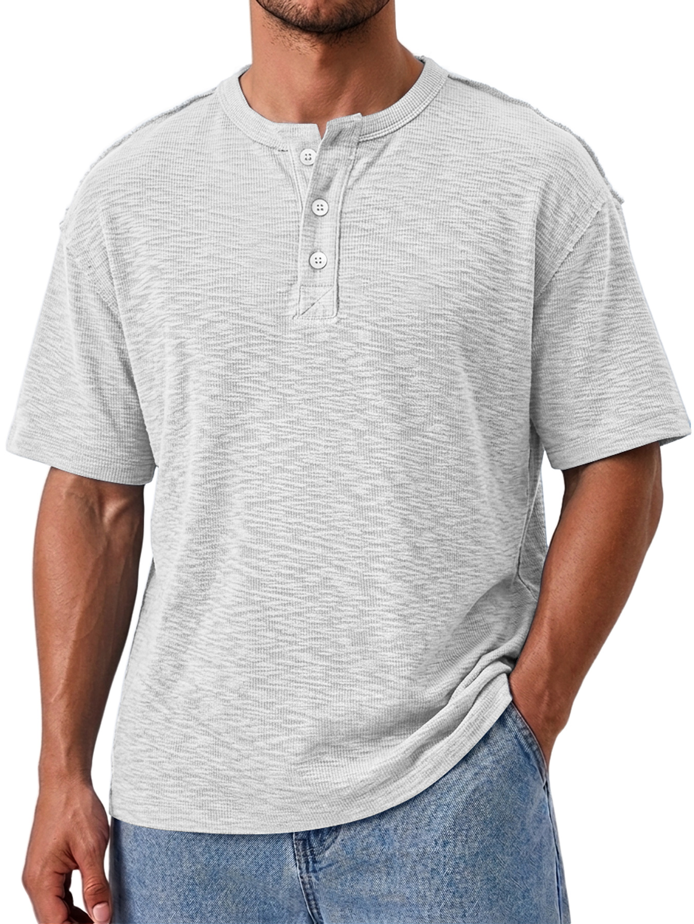 Men's Comfortable Casual Short-Sleeve Henley Shirt